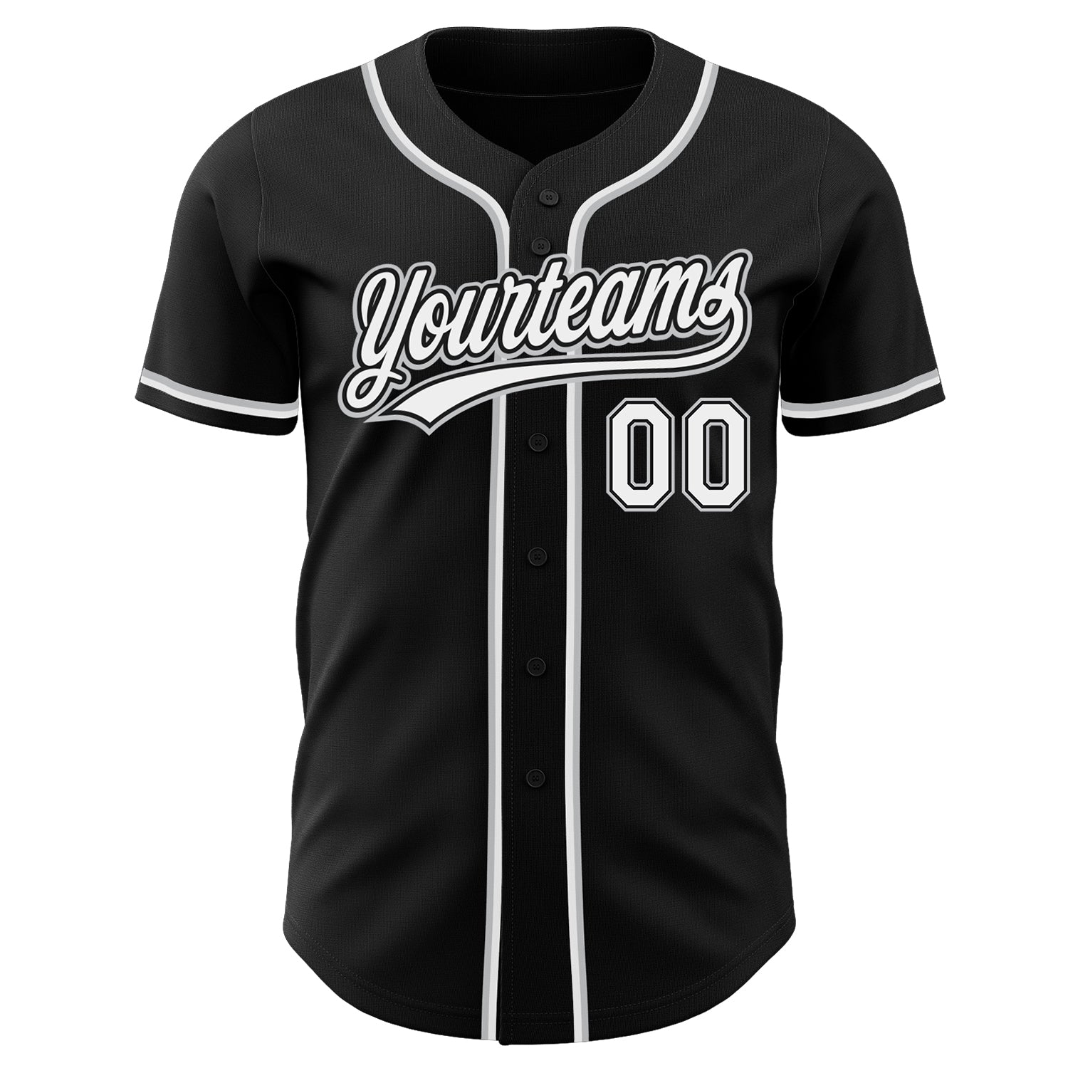 Custom Black White-Gray Authentic Baseball Jersey view 2