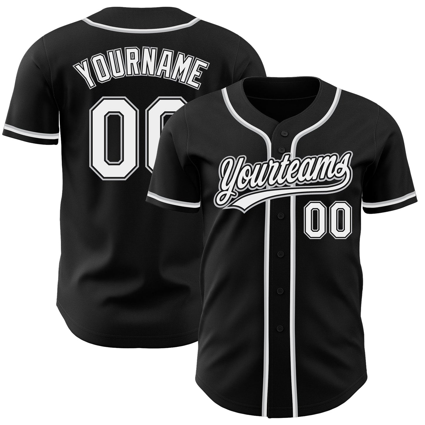 Custom Black White-Gray Authentic Baseball Jersey - Main View