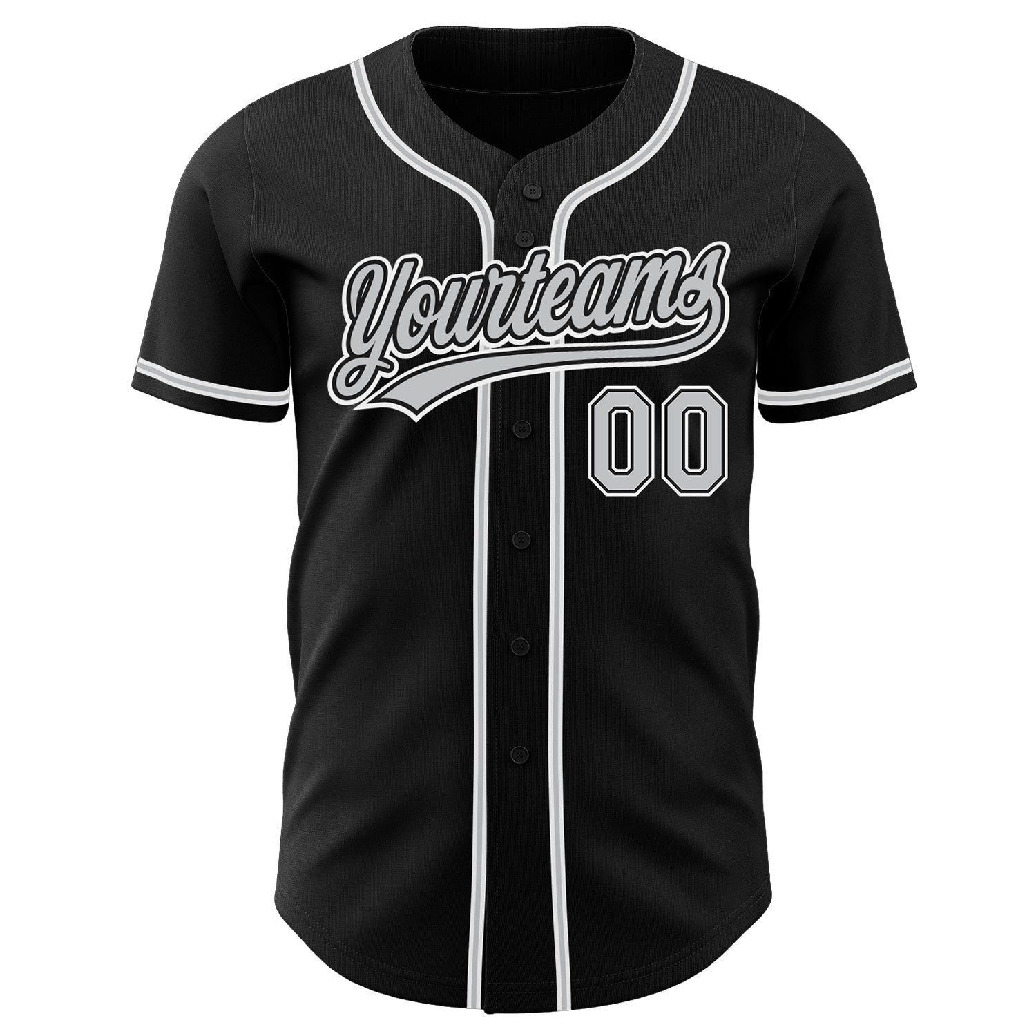 Custom Black Gray-White Authentic Baseball Jersey view 2