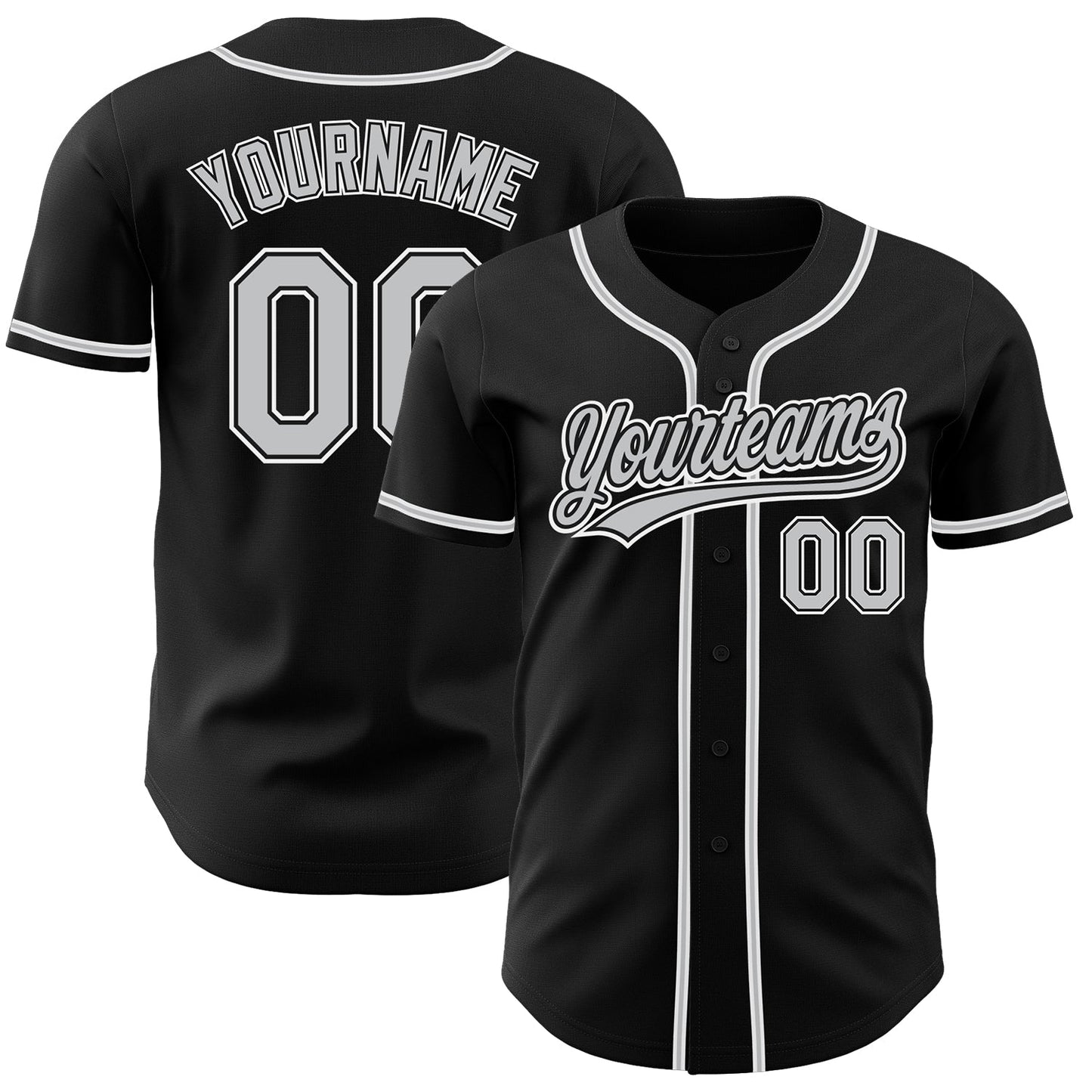 Custom Black Gray-White Authentic Baseball Jersey - Main View