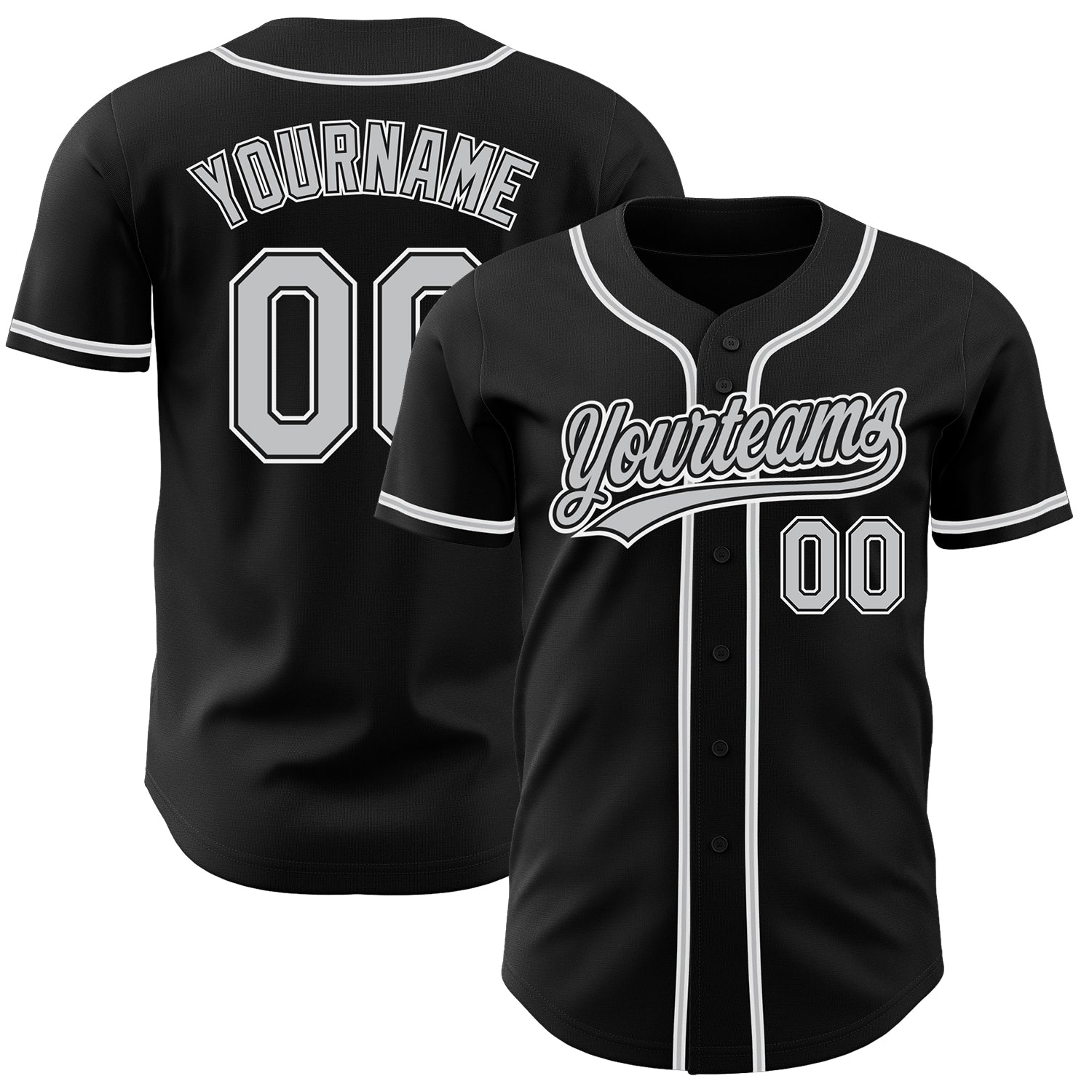 Custom Black Gray-White Authentic Baseball Jersey - Main View