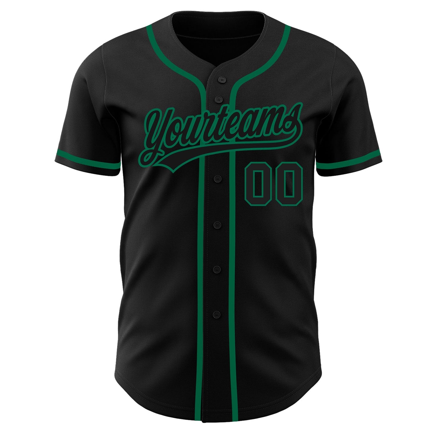 Custom Black Black-Kelly Green Authentic Baseball Jersey view 2