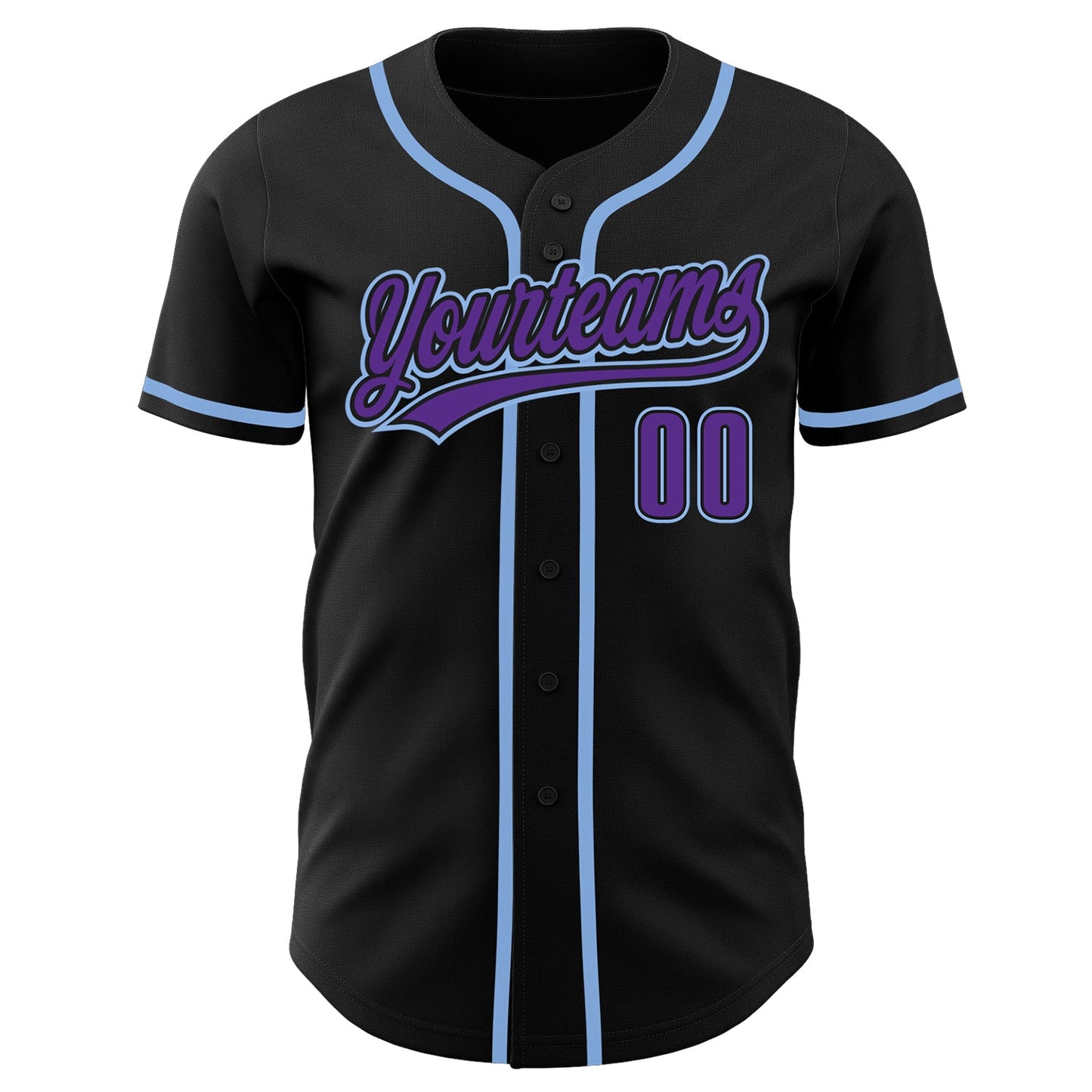 Custom Black Purpe-Light Blue Authentic Baseball Jersey view 2