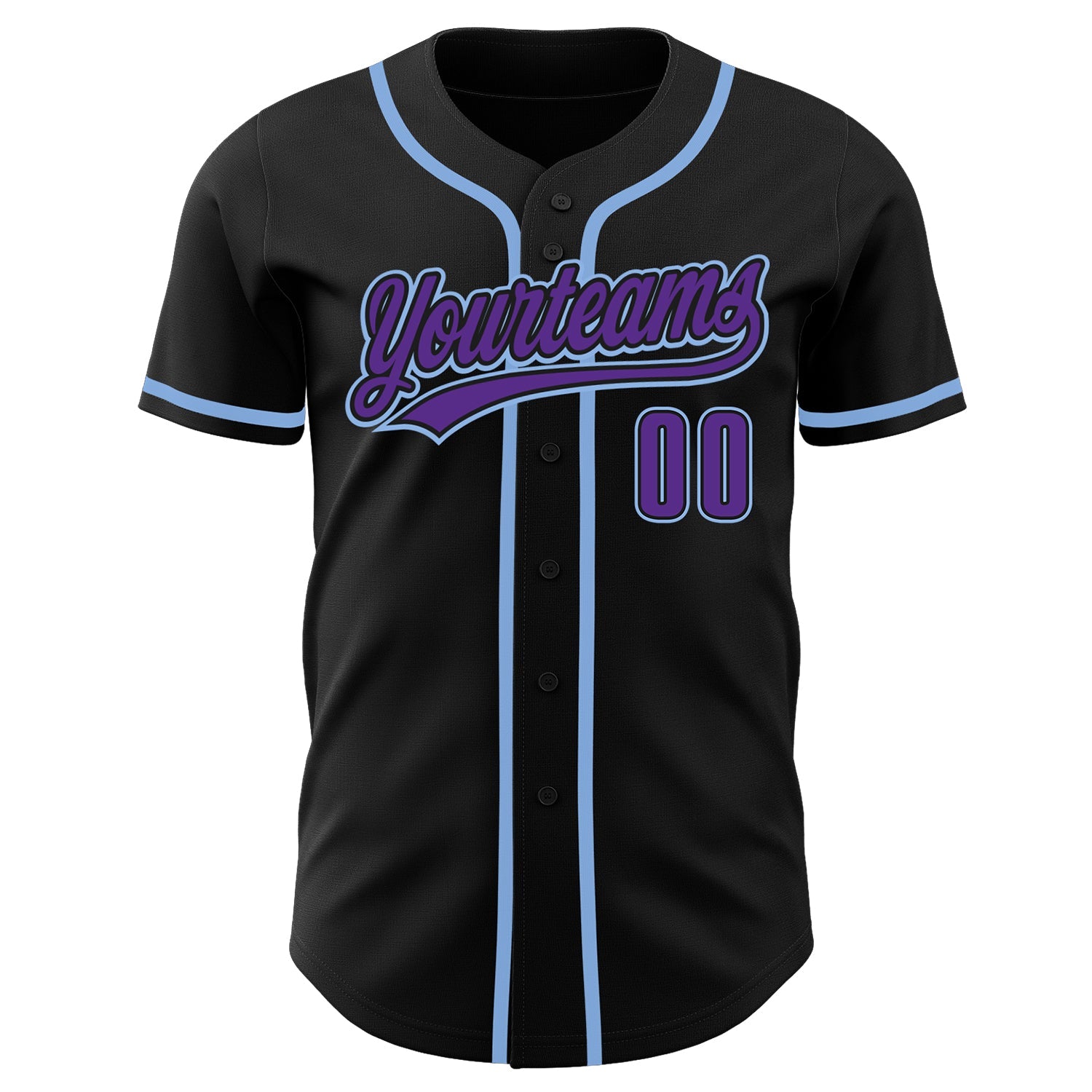 Custom Black Purpe-Light Blue Authentic Baseball Jersey view 2