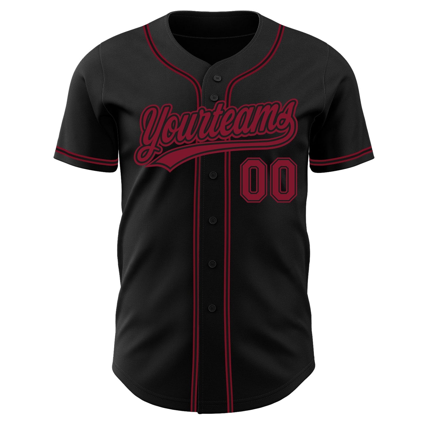 Custom Black Crimson Authentic Baseball Jersey view 2
