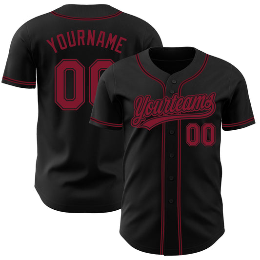 Custom Black Crimson Authentic Baseball Jersey - Main View