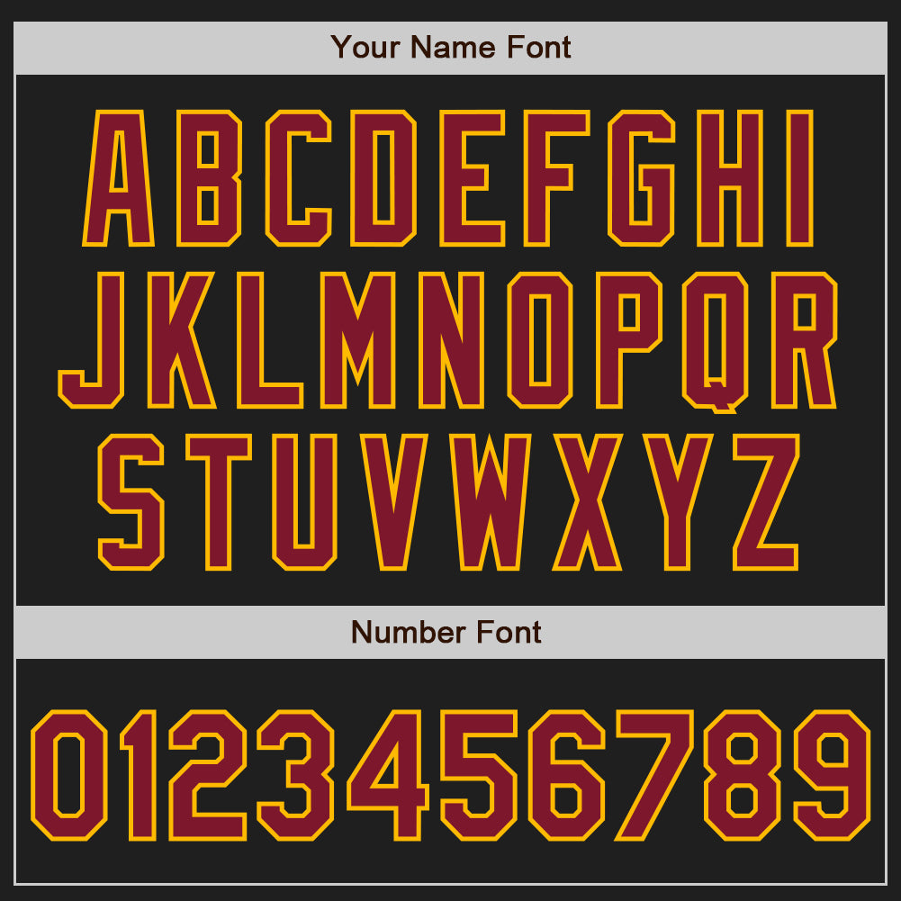 Custom Black Crimson-Gold Authentic Baseball Jersey view 5