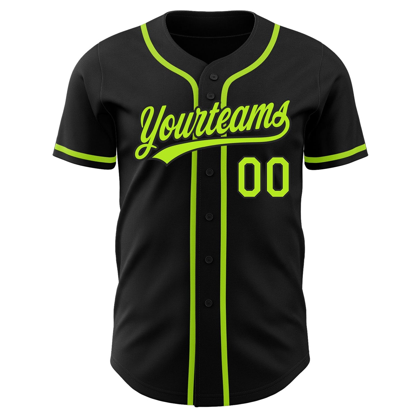 Custom Black Neon Green Authentic Baseball Jersey view 2