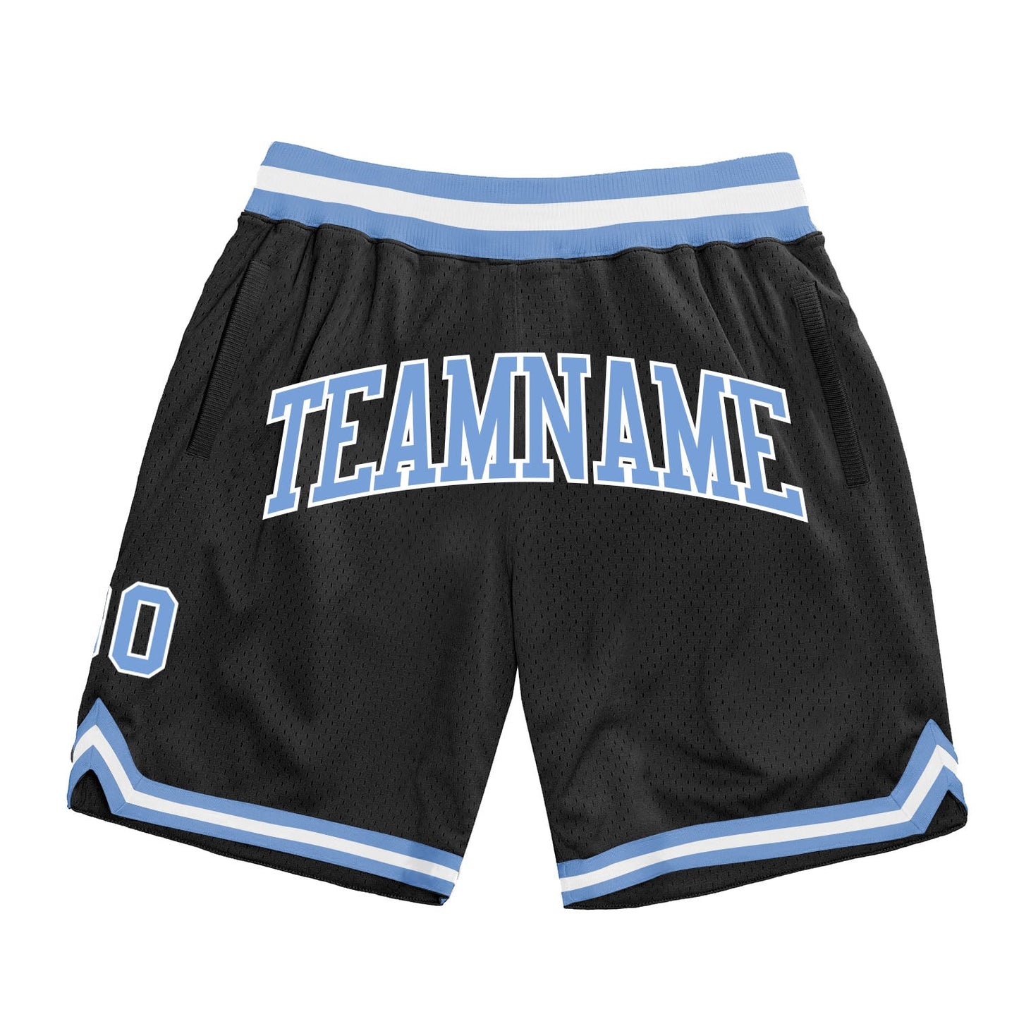 Custom Black Light Blue-White Authentic Throwback Basketball Shorts - Main View