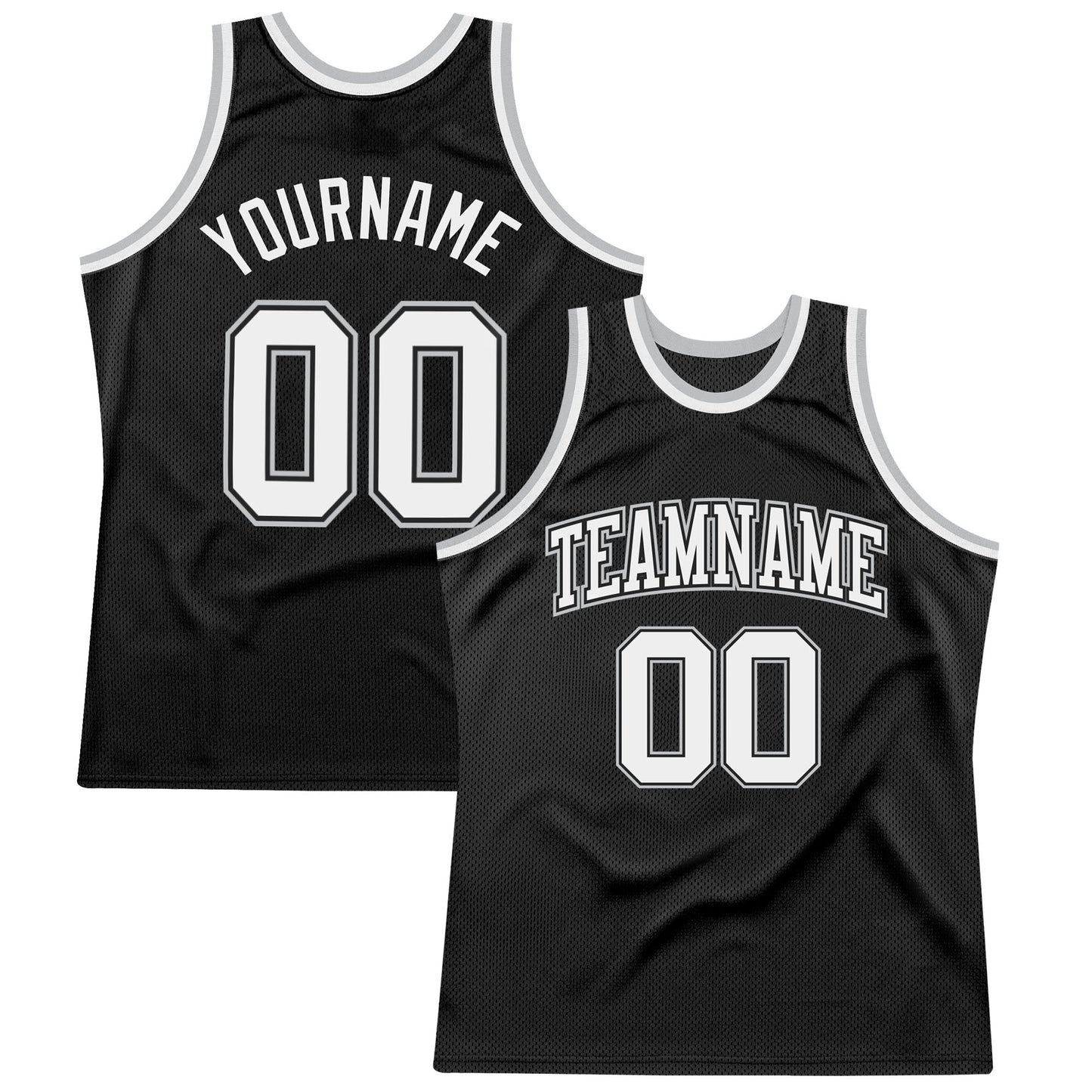 Custom Black White-Gray Authentic Throwback Basketball Jersey - Main View