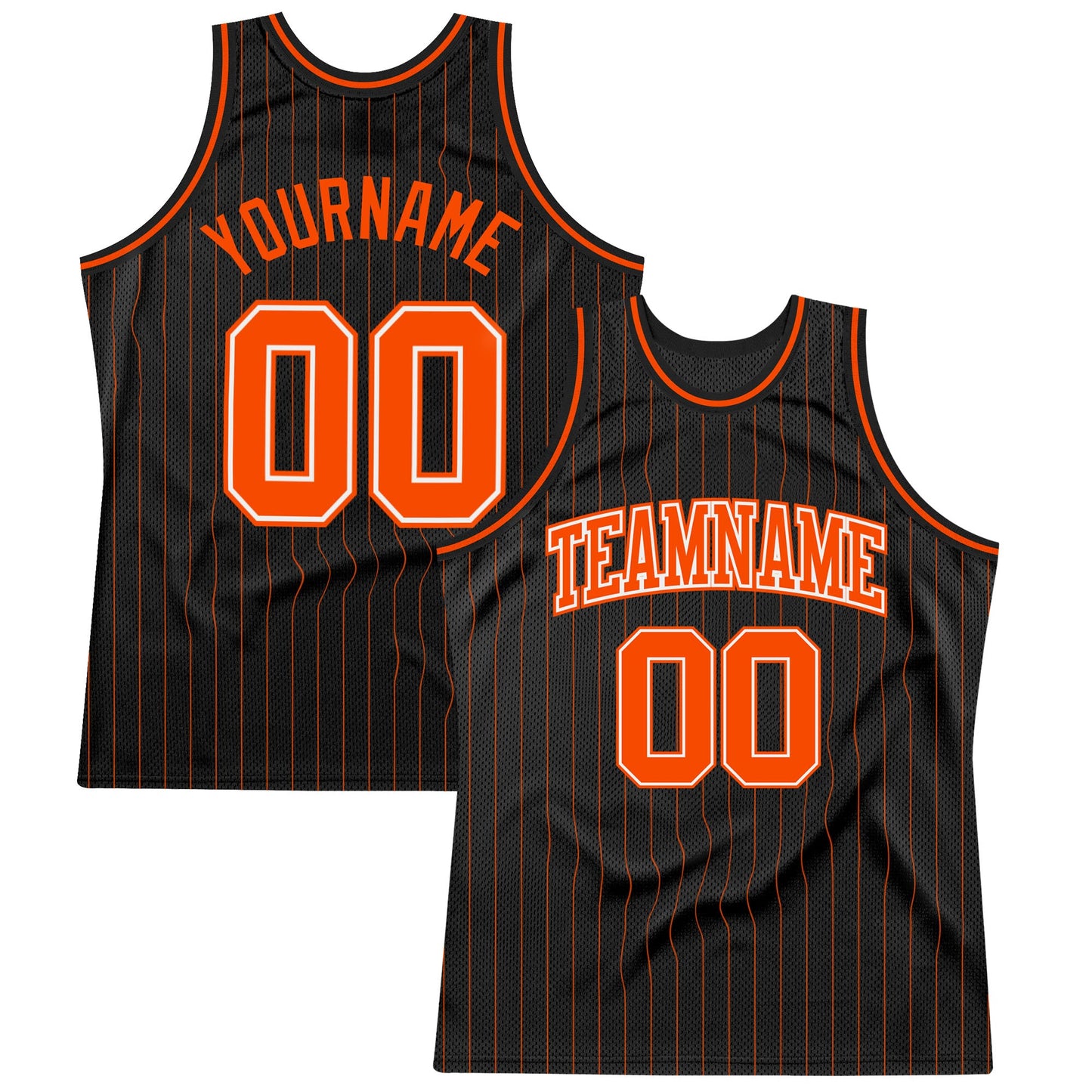 Custom Black Orange Pinstripe Orange-White Authentic Basketball Jersey - Main View
