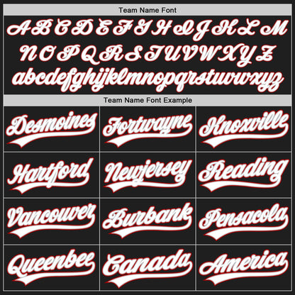 Custom Black Gray Pinstripe White-Red Authentic Baseball Jersey view 4