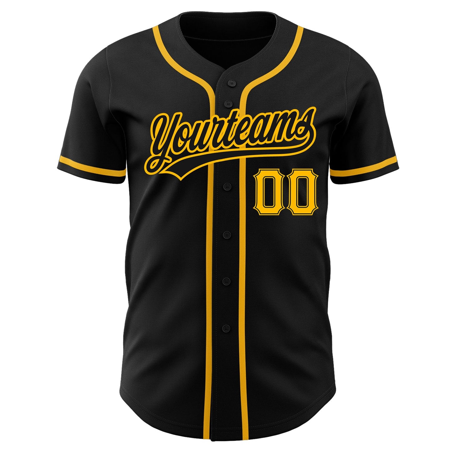 Custom Black Gold Authentic Baseball Jersey view 2