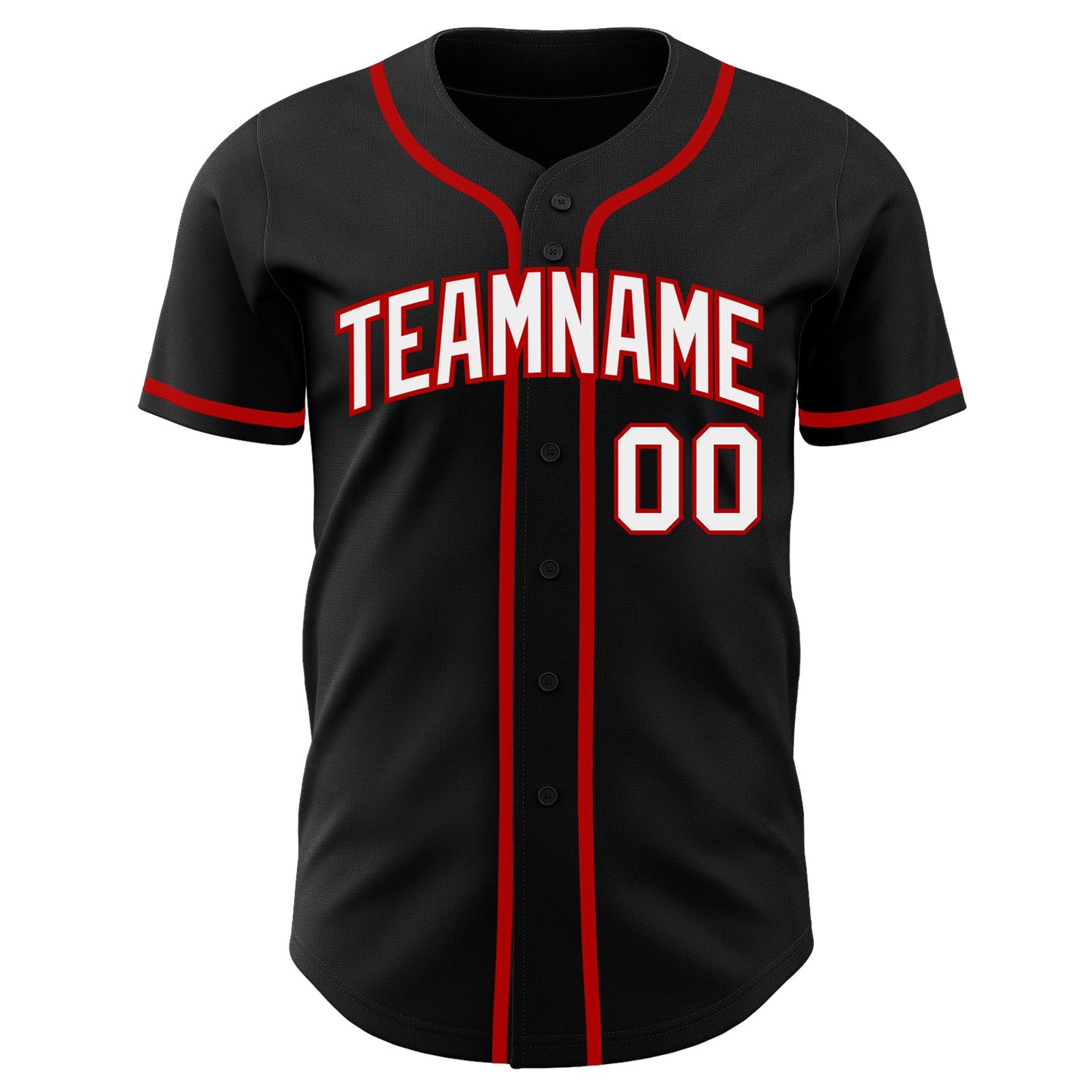Custom Black White-Red Authentic Baseball Jersey view 2