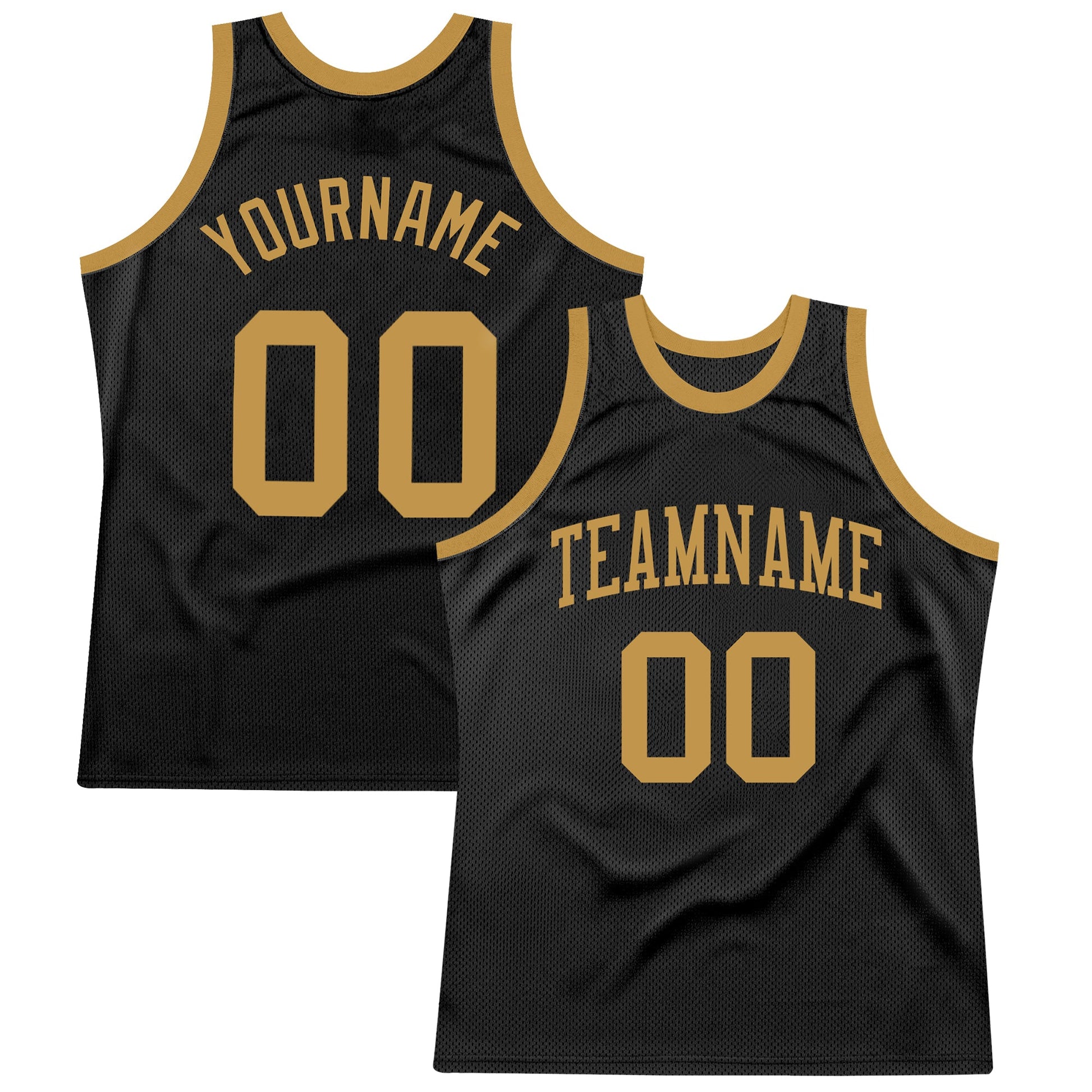 Custom Black Old Gold Authentic Throwback Basketball Jersey - Main View