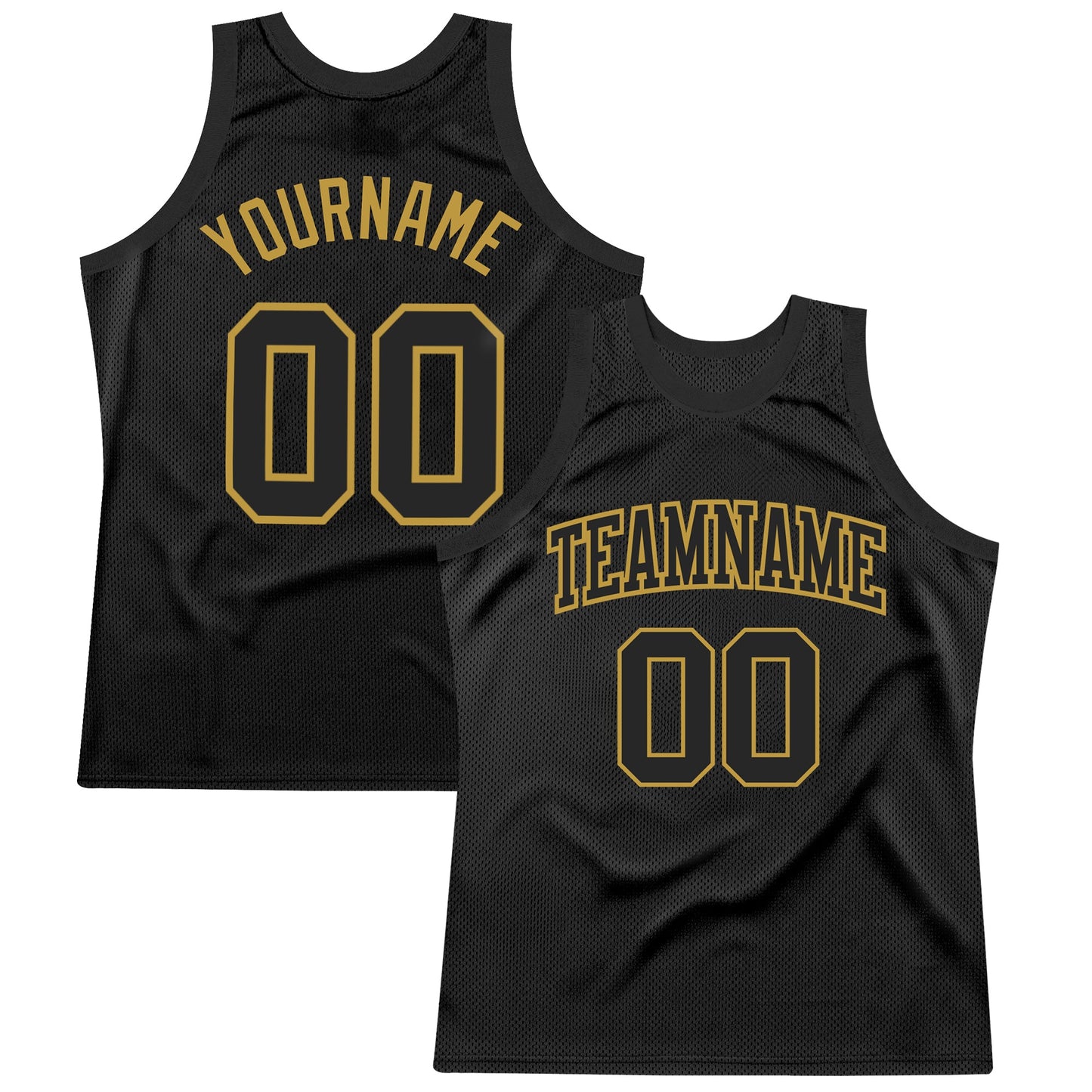 Custom Black Old Gold Authentic Throwback Basketball Jersey - Main View