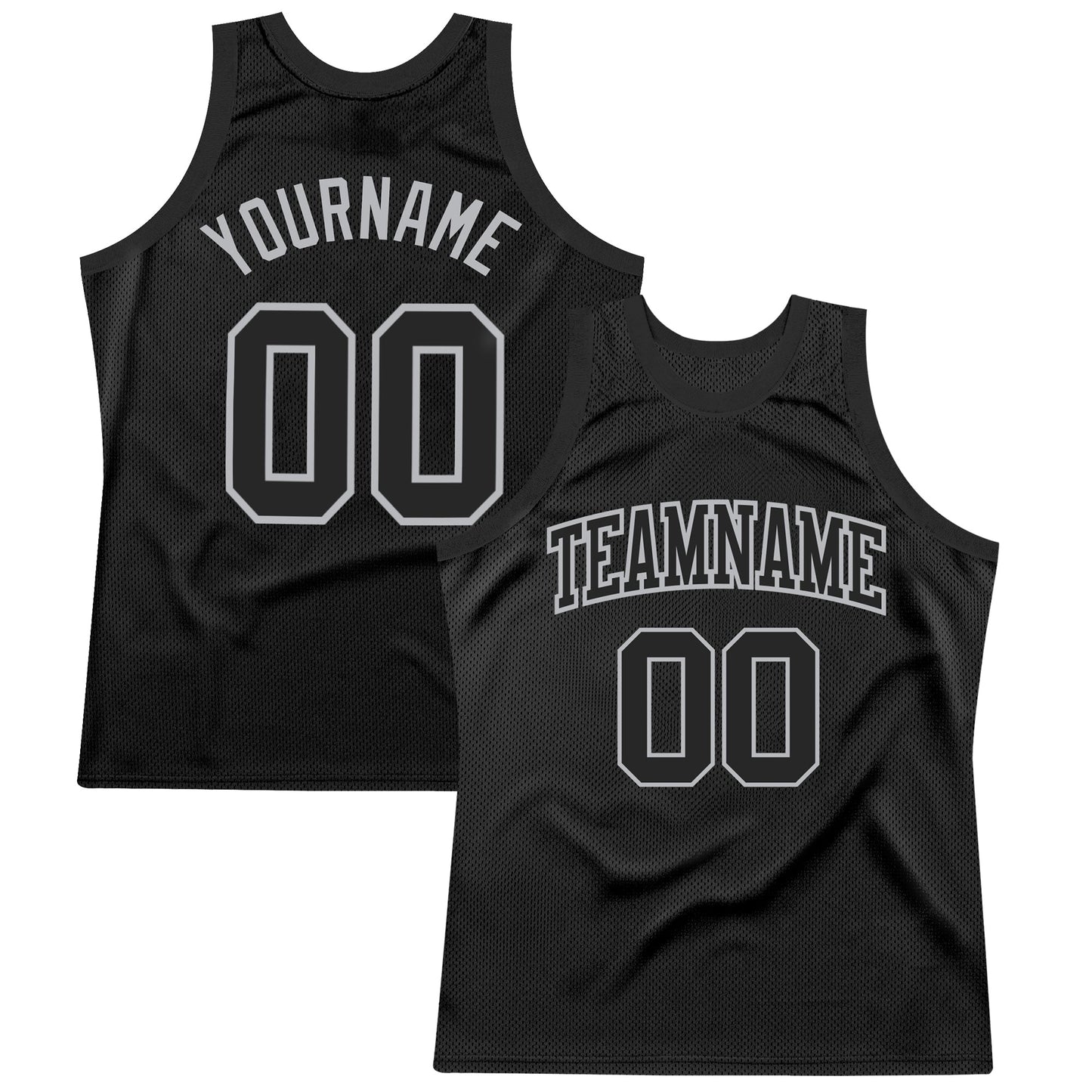 Custom Black Gray Authentic Throwback Basketball Jersey - Main View