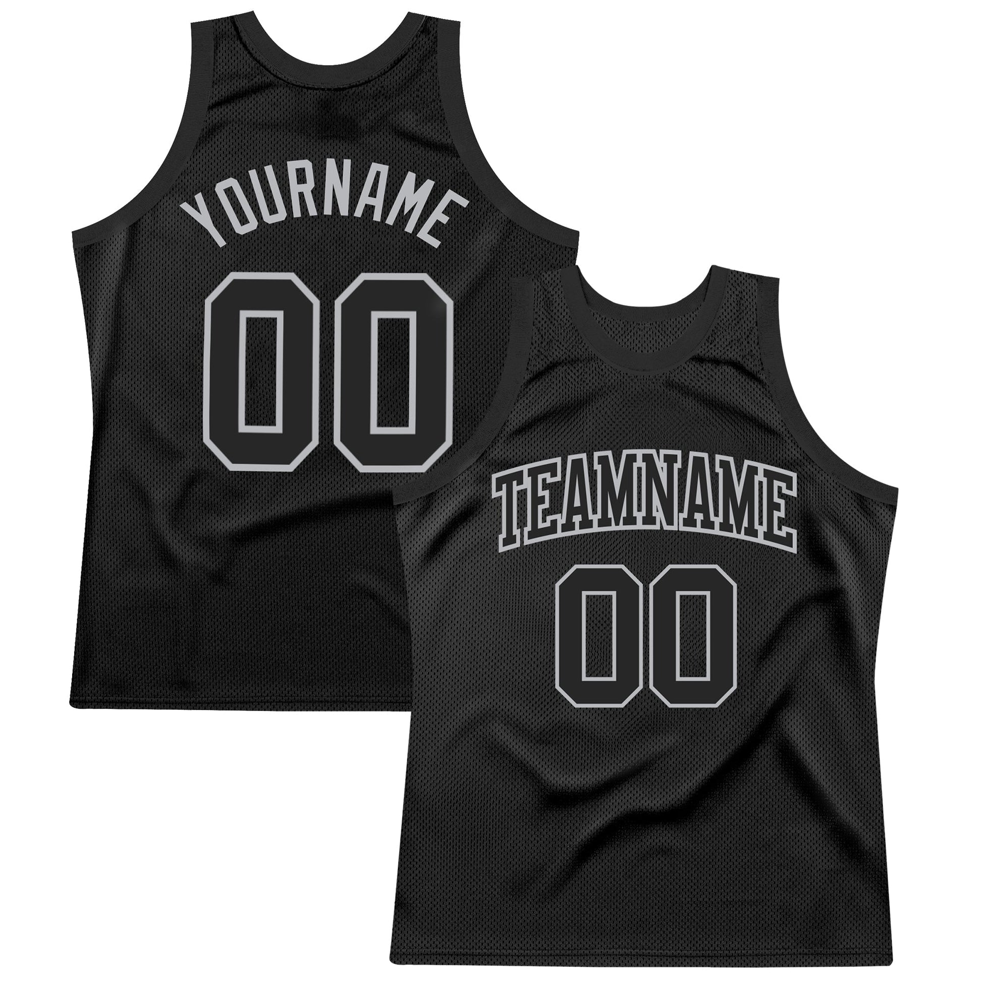 Custom Black Gray Authentic Throwback Basketball Jersey - Main View