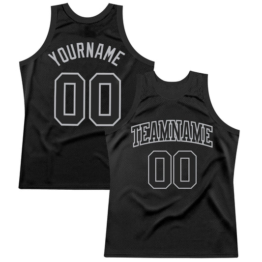 Custom Black Gray Authentic Throwback Basketball Jersey - Main View