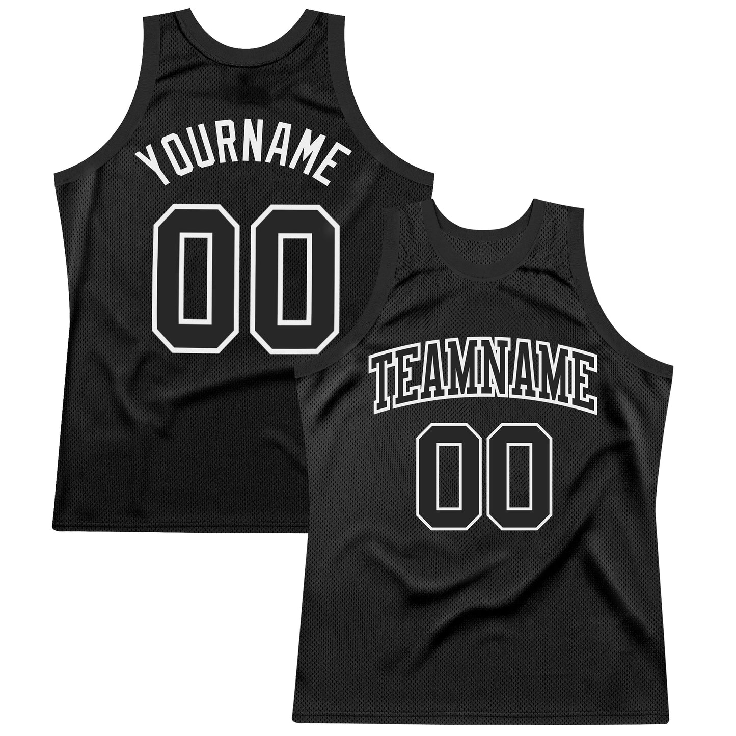 Custom Black White Authentic Throwback Basketball Jersey - Main View