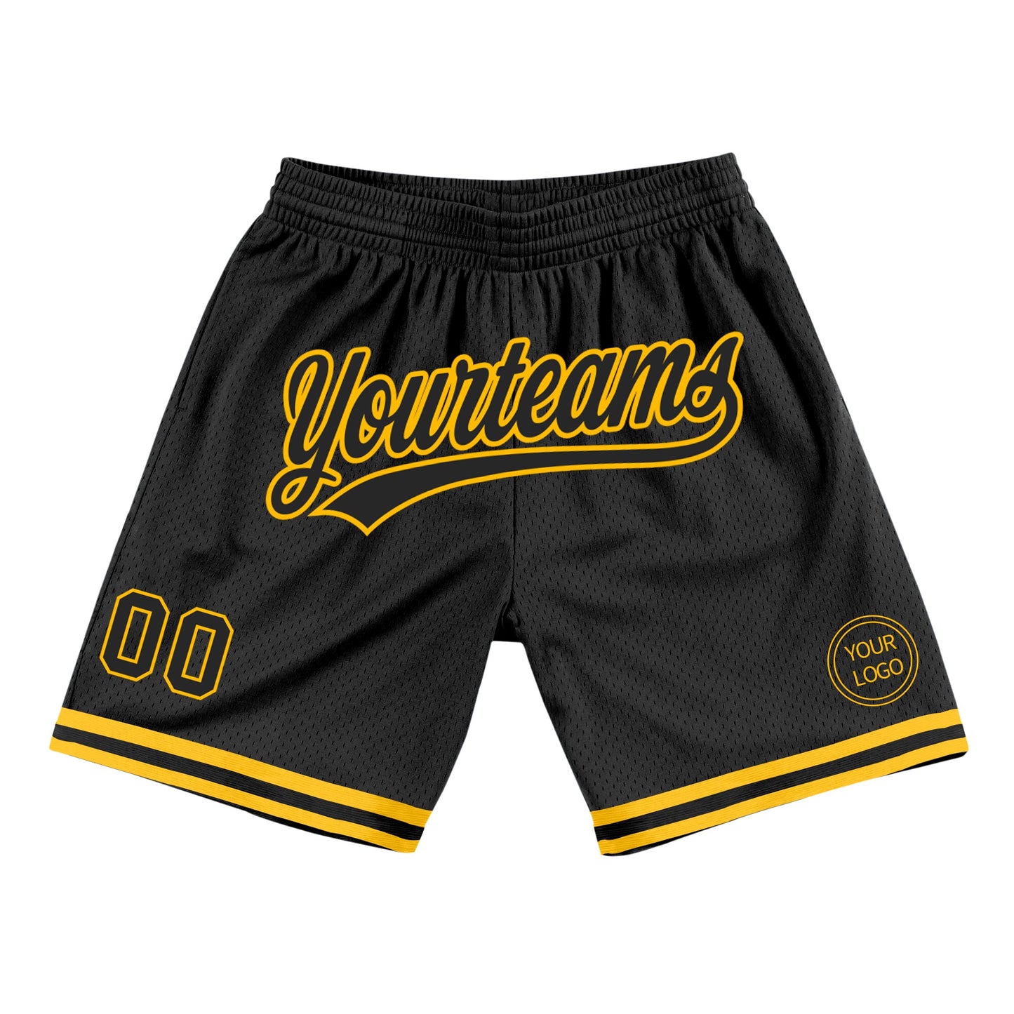 Custom Black Gold Authentic Throwback Basketball Shorts - Main View