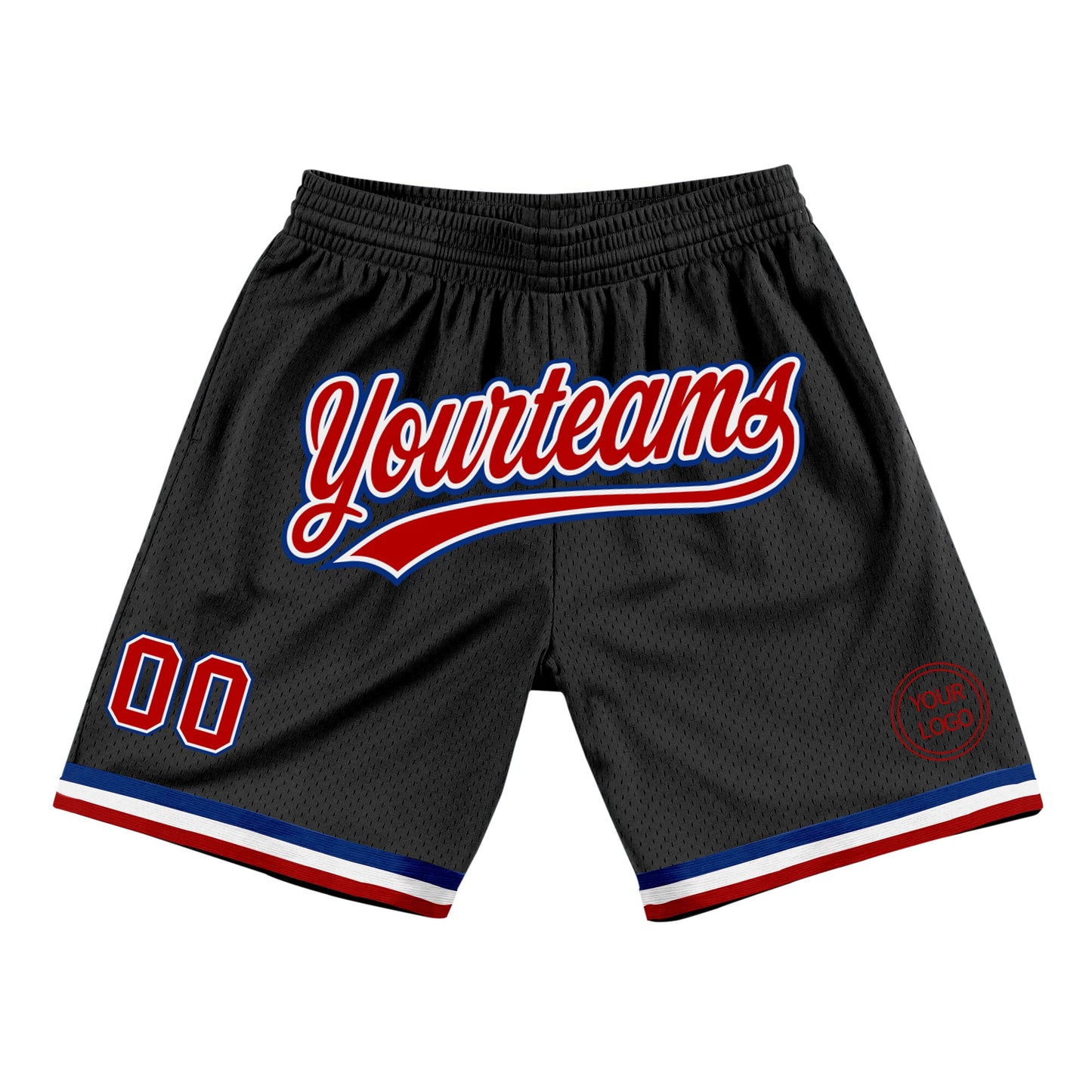Custom Black Red-Royal Authentic Throwback Basketball Shorts - Main View