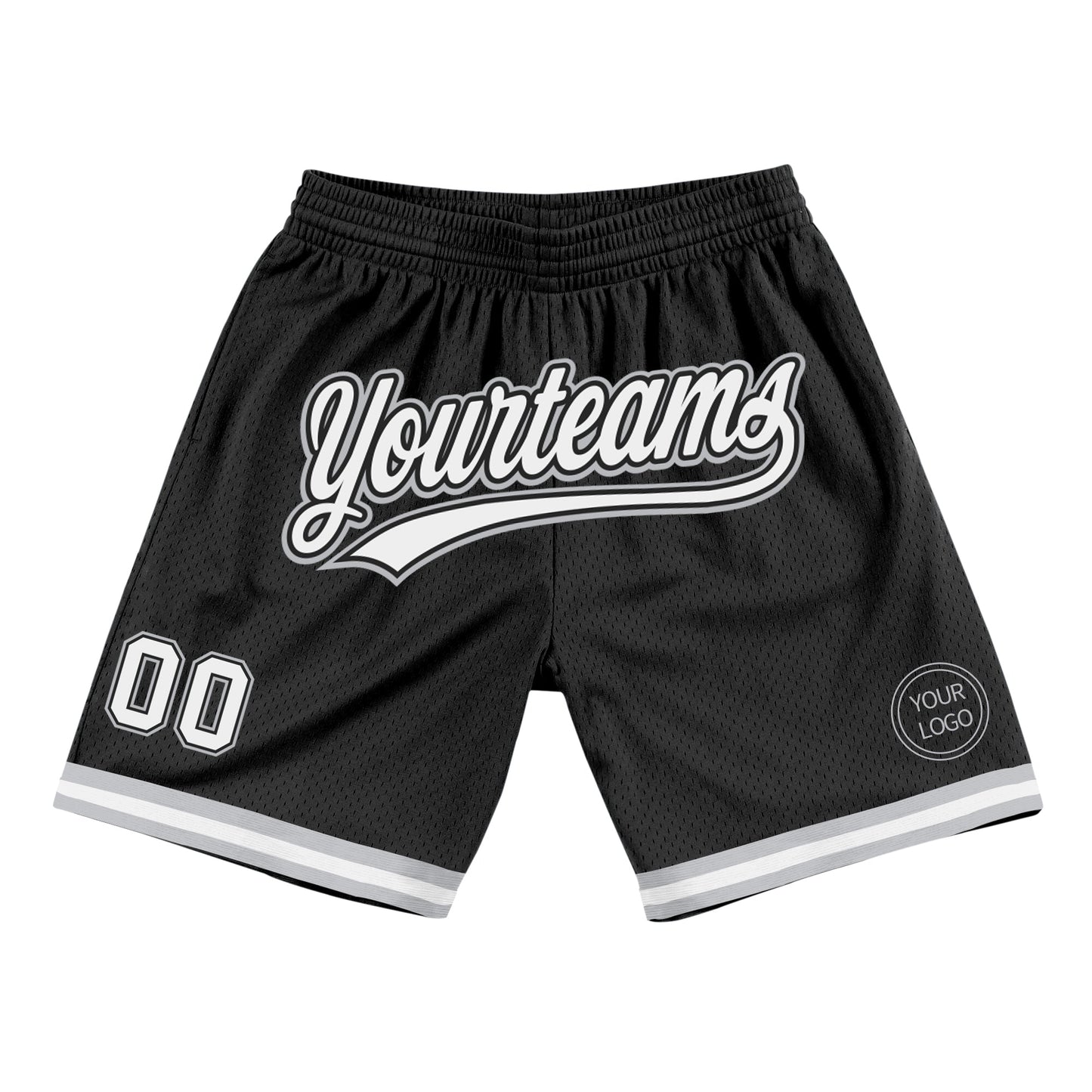 Custom Black White-Gray Authentic Throwback Basketball Shorts - Main View