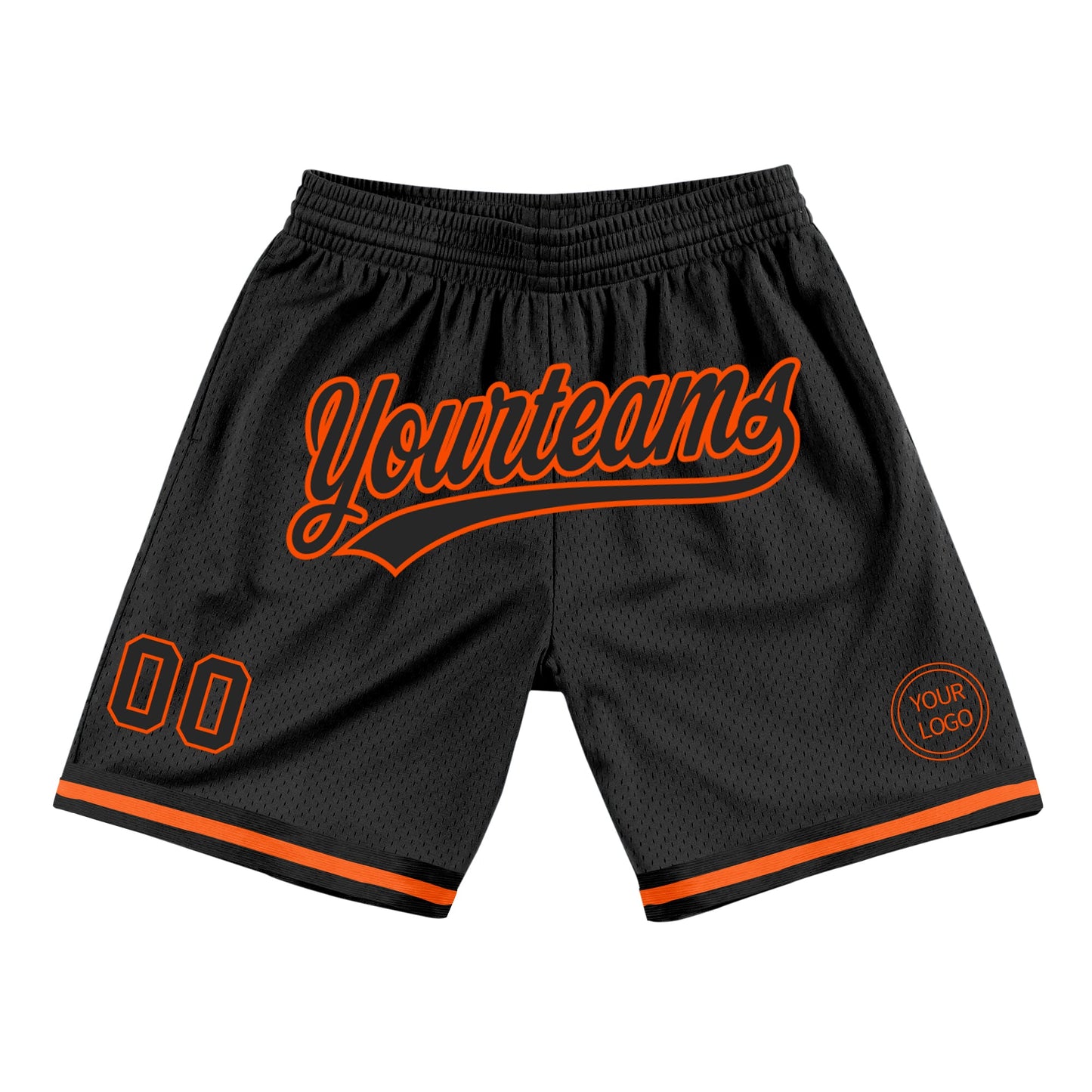 Custom Black Orange Authentic Throwback Basketball Shorts - Main View