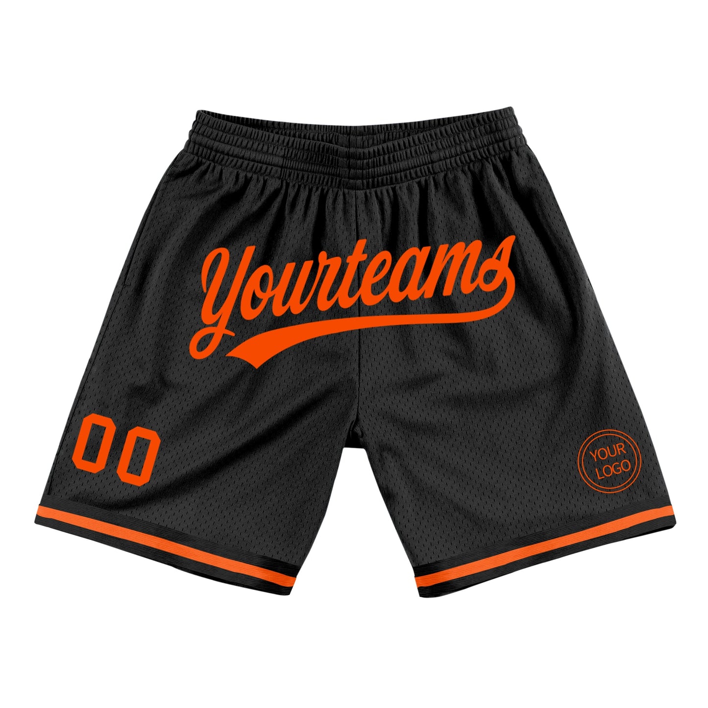 Custom Black Orange Authentic Throwback Basketball Shorts - Main View