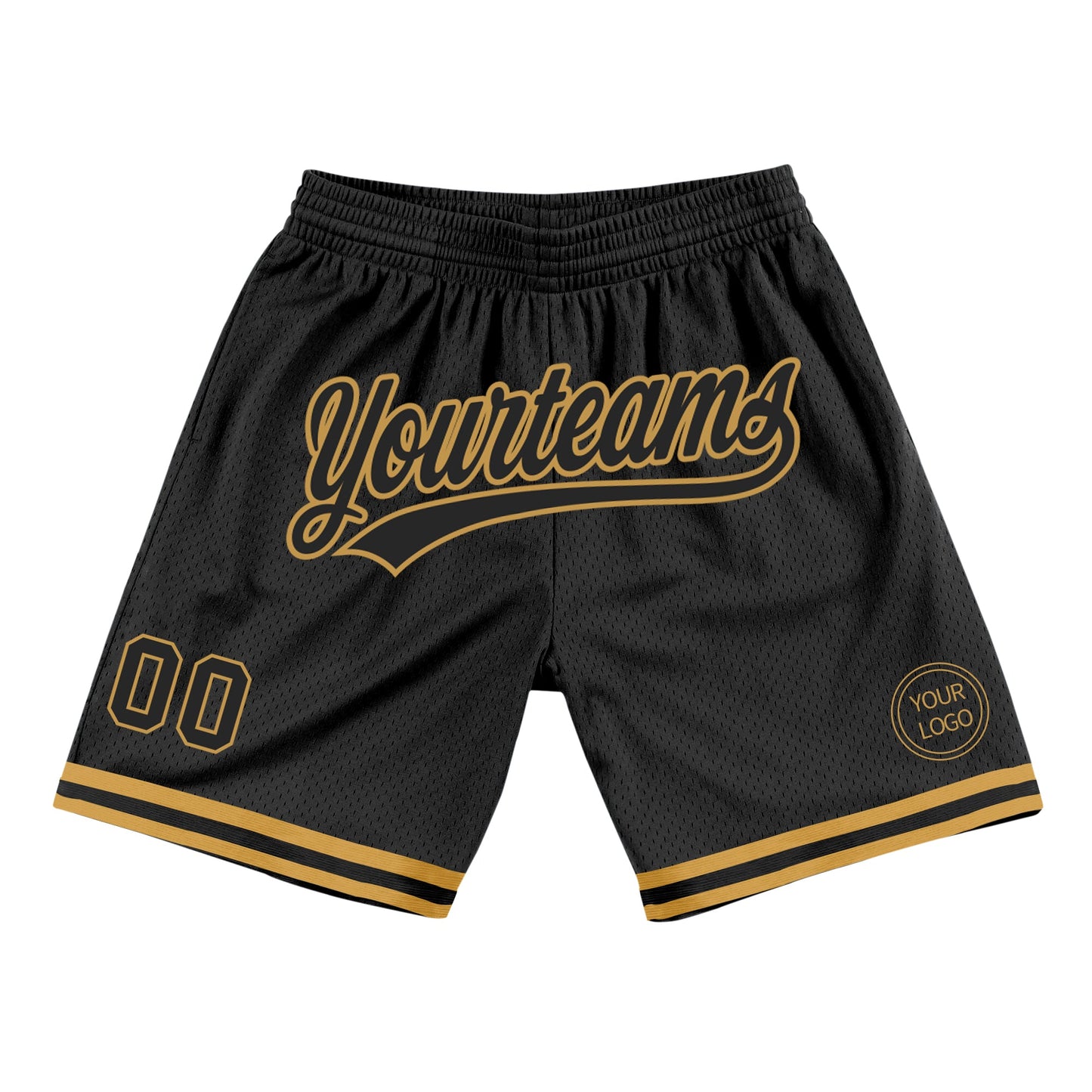Custom Black Old Gold Authentic Throwback Basketball Shorts - Main View