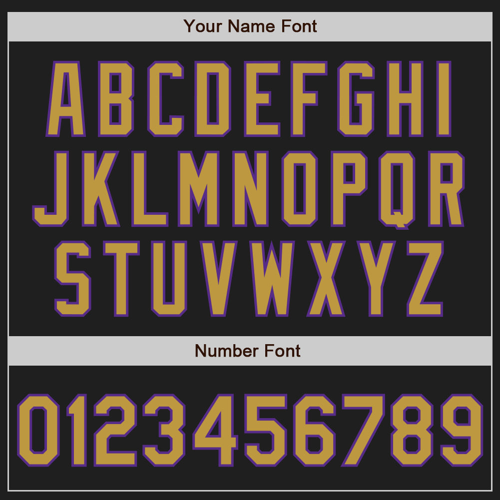 Custom Black Old Gold Pinstripe Old Gold-Purple Authentic Baseball Jersey view 5