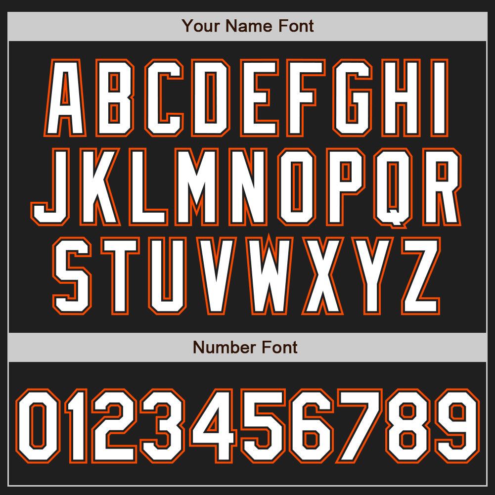 Custom Black White Pinstripe White-Orange Authentic Baseball Jersey view 5
