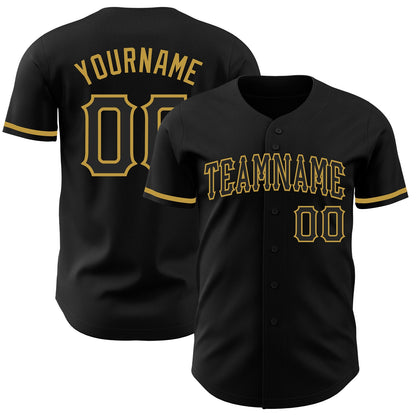 Custom Black Old Gold Authentic Baseball Jersey - Main View