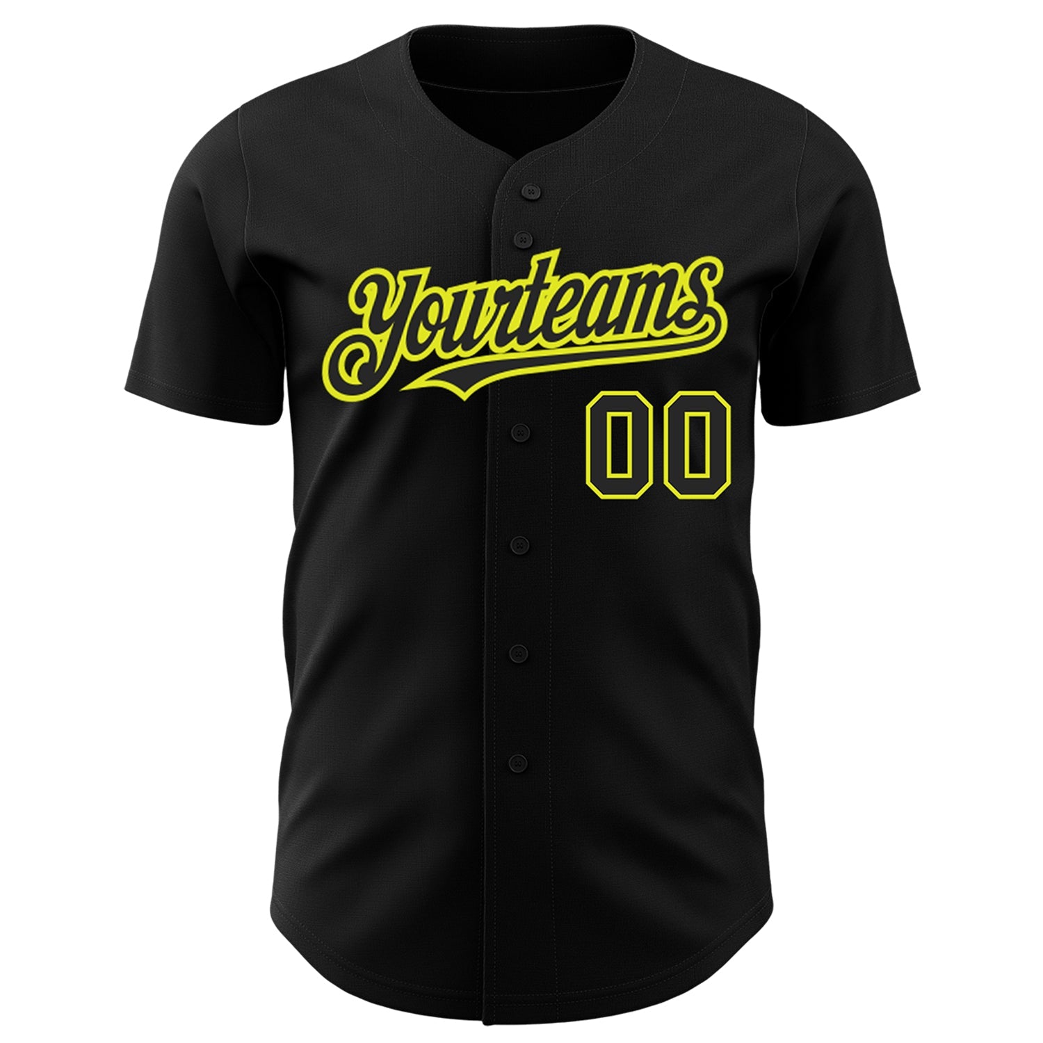 Custom Black Neon Yellow Authentic Baseball Jersey view 2