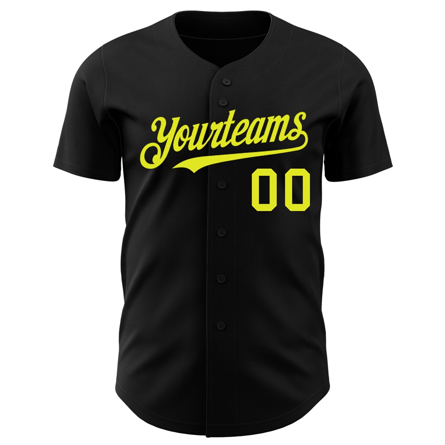 Custom Black Neon Yellow Authentic Baseball Jersey view 2