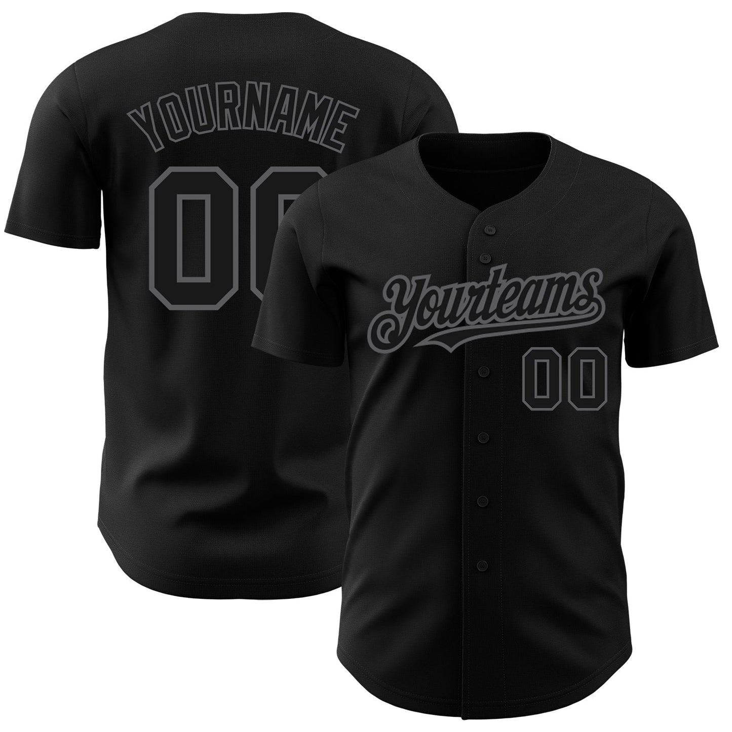 Custom Black Steel Gray Authentic Baseball Jersey - Main View