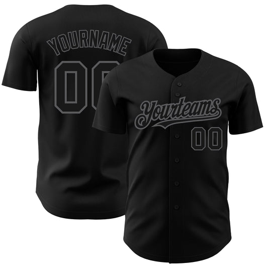 Custom Black Steel Gray Authentic Baseball Jersey - Main View