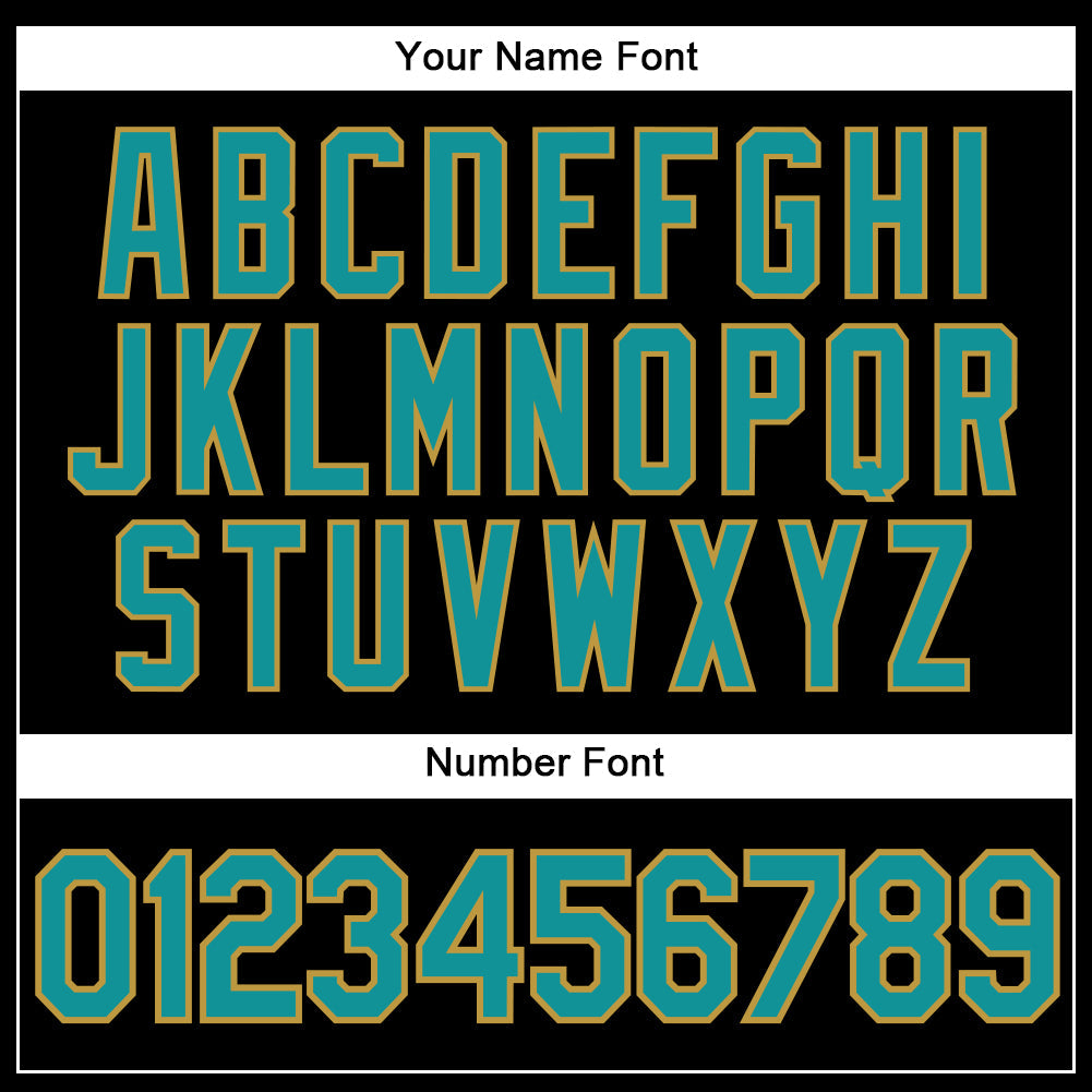 Custom Black Teal-Old Gold Authentic Baseball Jersey view 5