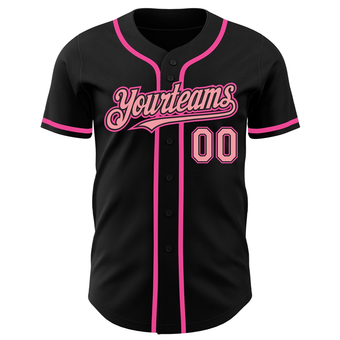 Custom Black Medium Pink-Pink Authentic Baseball Jersey view 2