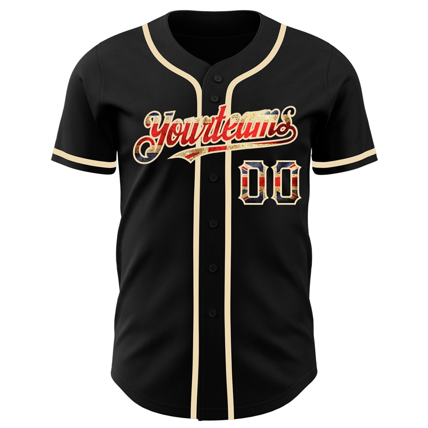 Custom Black Vintage UK Flag-City Cream Authentic Baseball Jersey view 2
