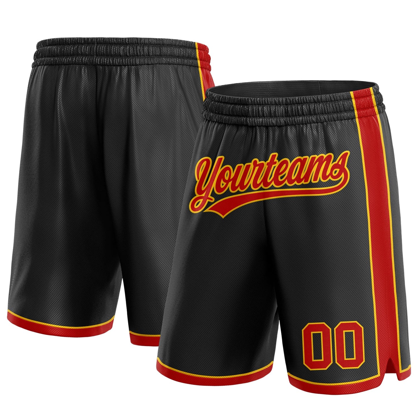 Custom Black Red-Gold Authentic Basketball Shorts - Main View