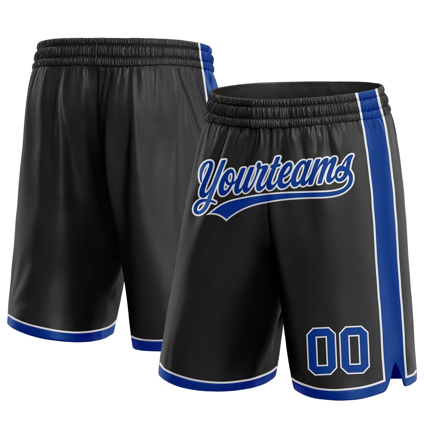 Custom Black Royal-White Authentic Basketball Shorts - Main View