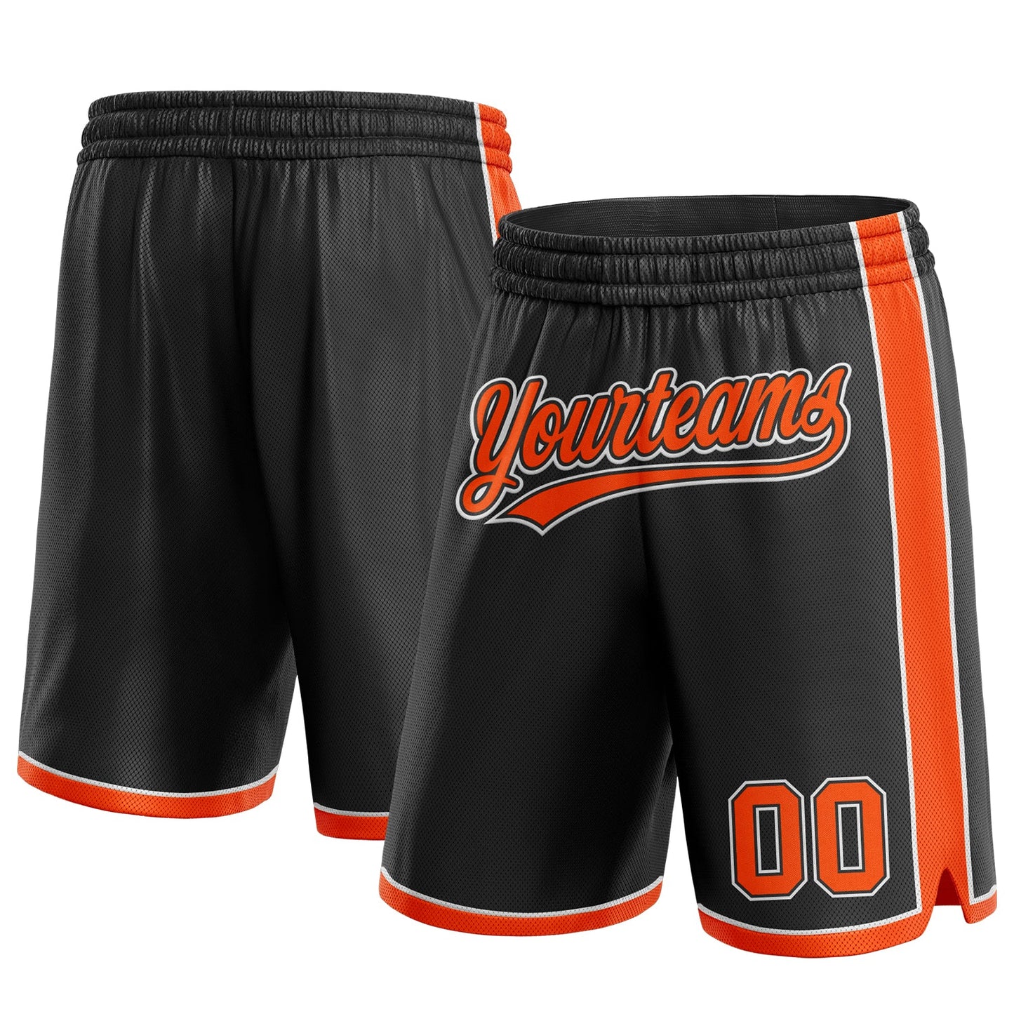 Custom Black Orange-White Authentic Basketball Shorts - Main View