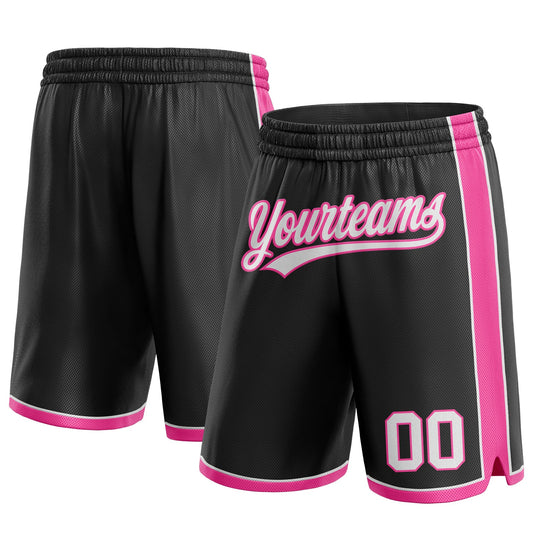Custom Black White-Pink Authentic Basketball Shorts - Main View