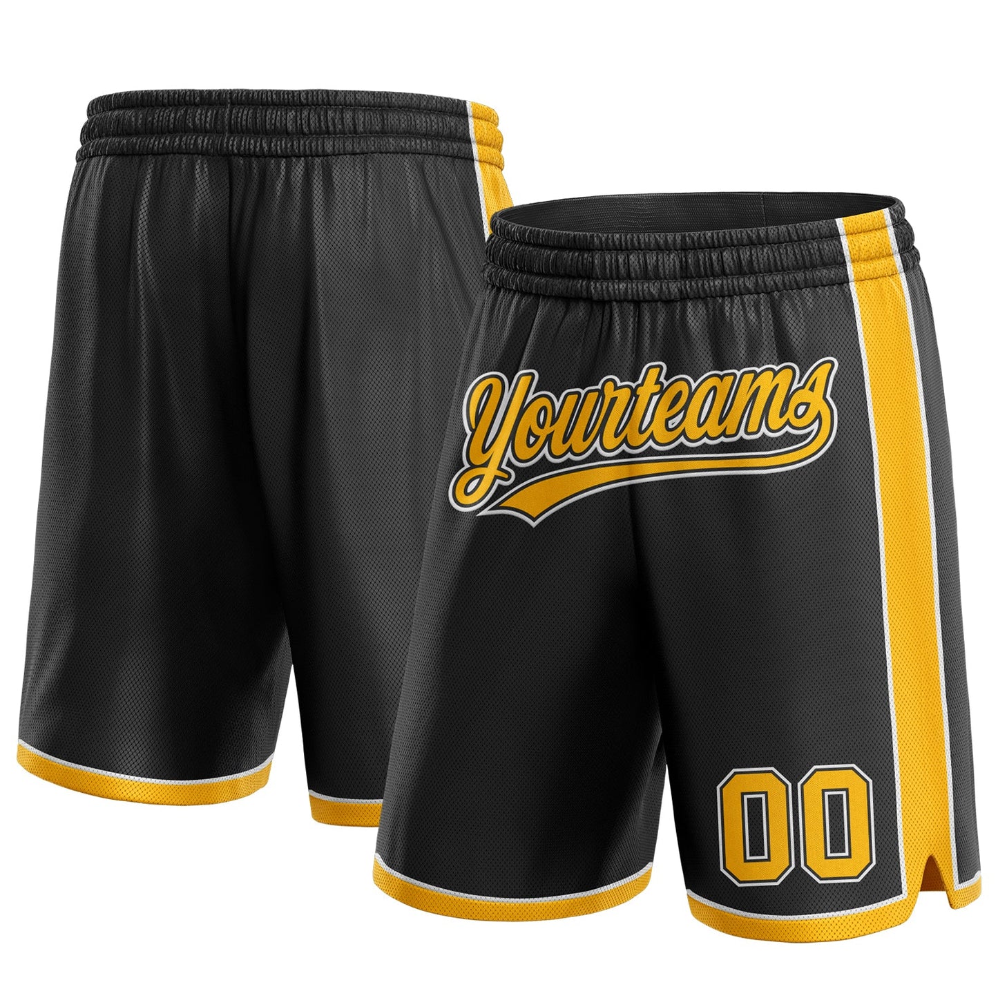 Custom Black Gold-White Authentic Basketball Shorts - Main View