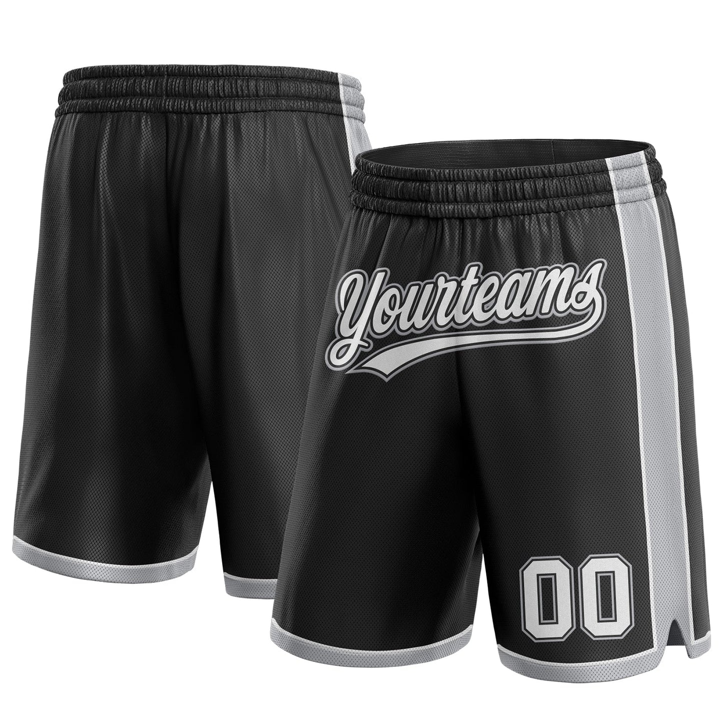 Custom Black White-Gray Authentic Basketball Shorts - Main View