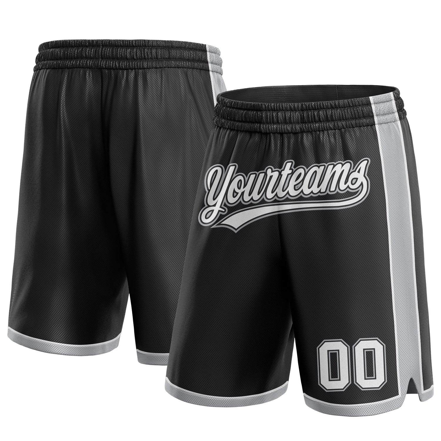 Custom Black White-Gray Authentic Basketball Shorts - Main View