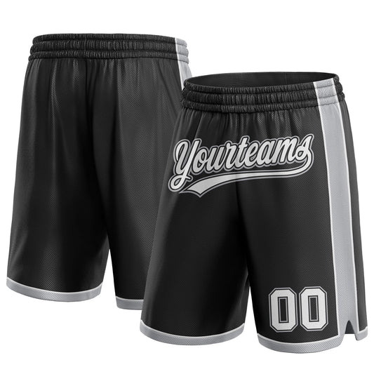 Custom Black White-Gray Authentic Basketball Shorts - Main View
