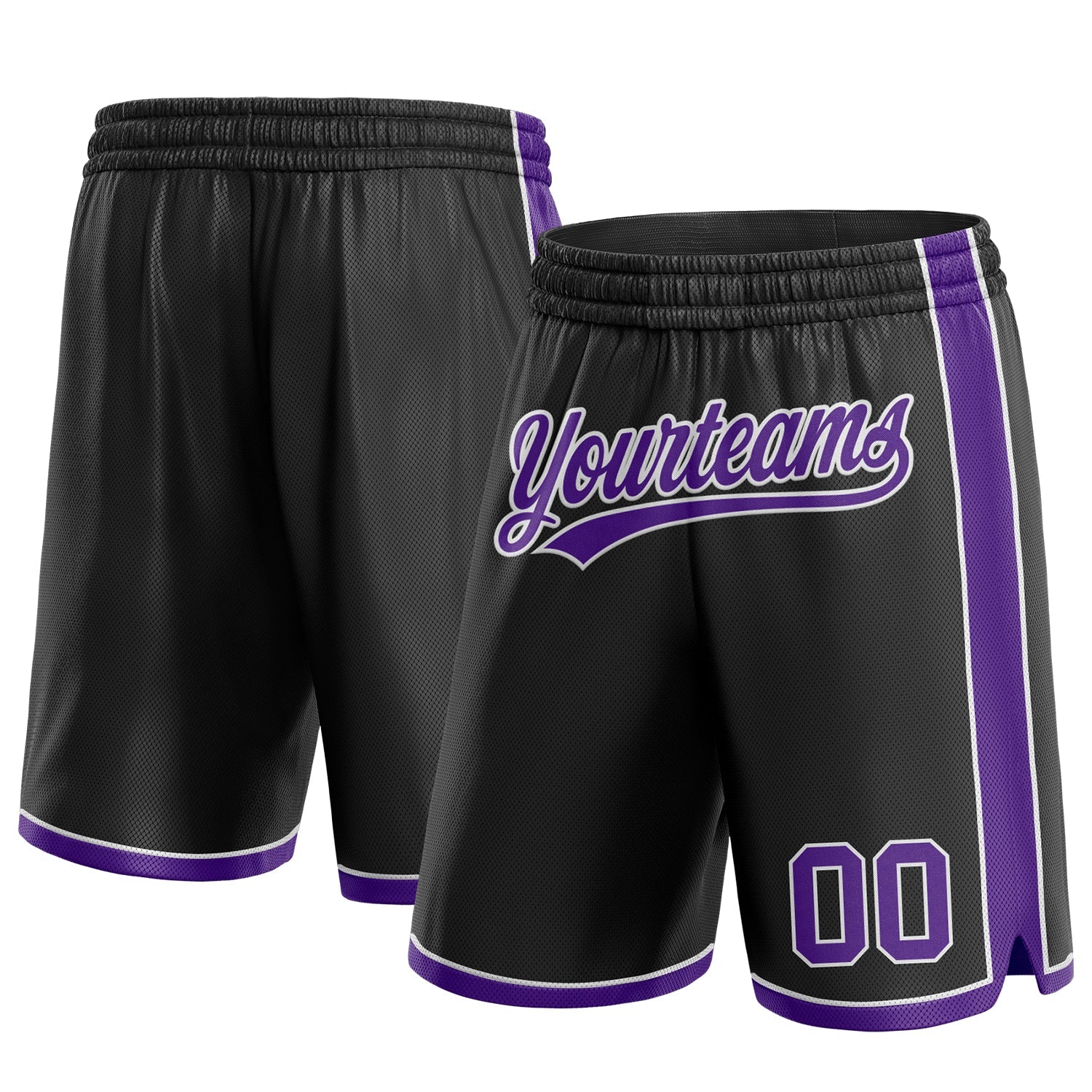 Custom Black Purple-White Authentic Basketball Shorts - Main View