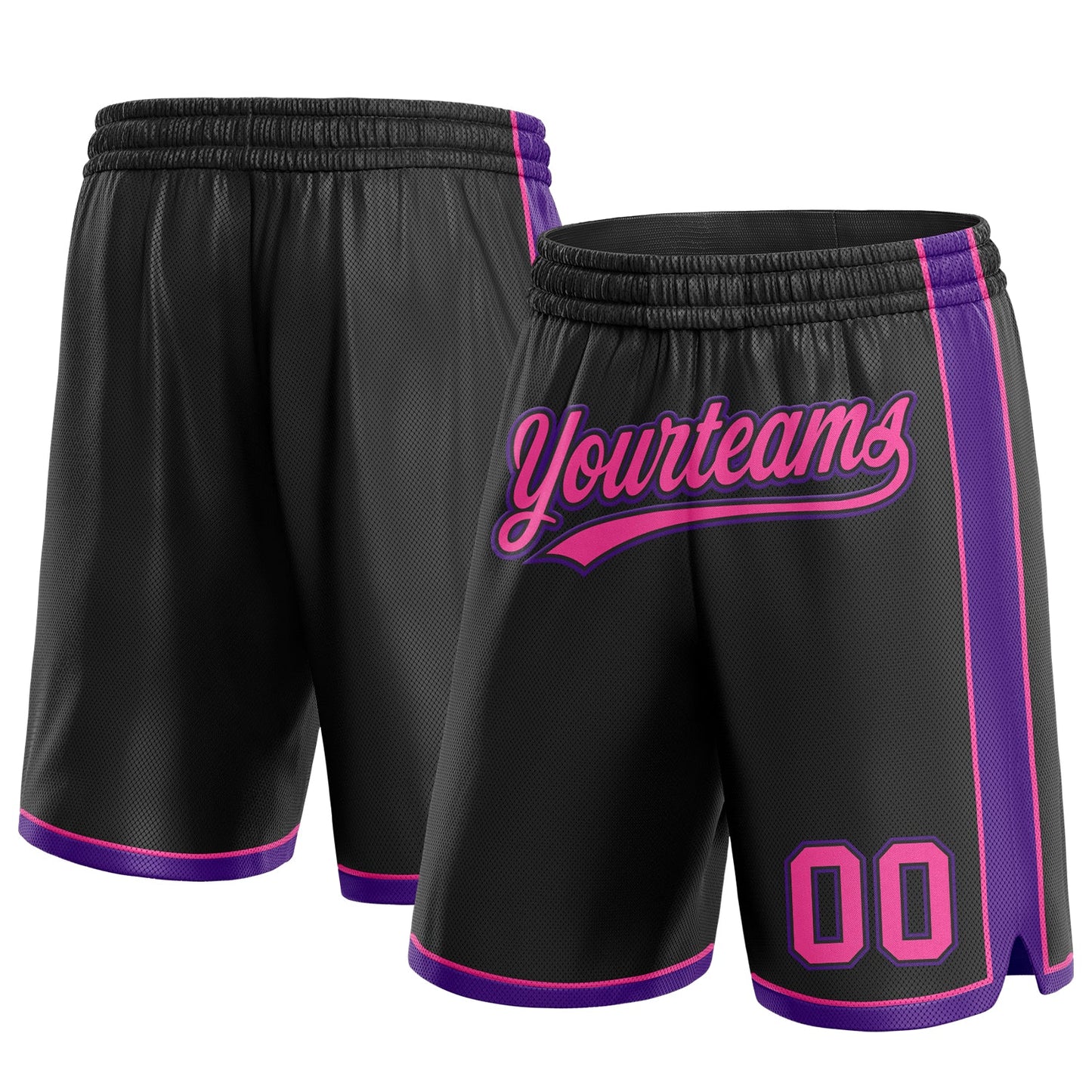 Custom Black Pink-Purple Authentic Basketball Shorts - Main View